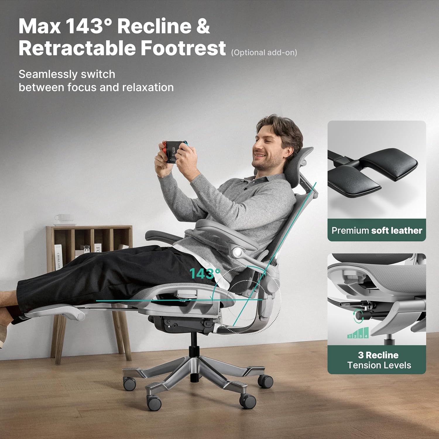 H2 Pro Premium Ergonomic Office Chair - Comfy Home Office Desk Computer Chair with Adjustable Back Support, Swivel Wheels, Flip-up Arms, Comfortable Mesh Seat for Desk Work