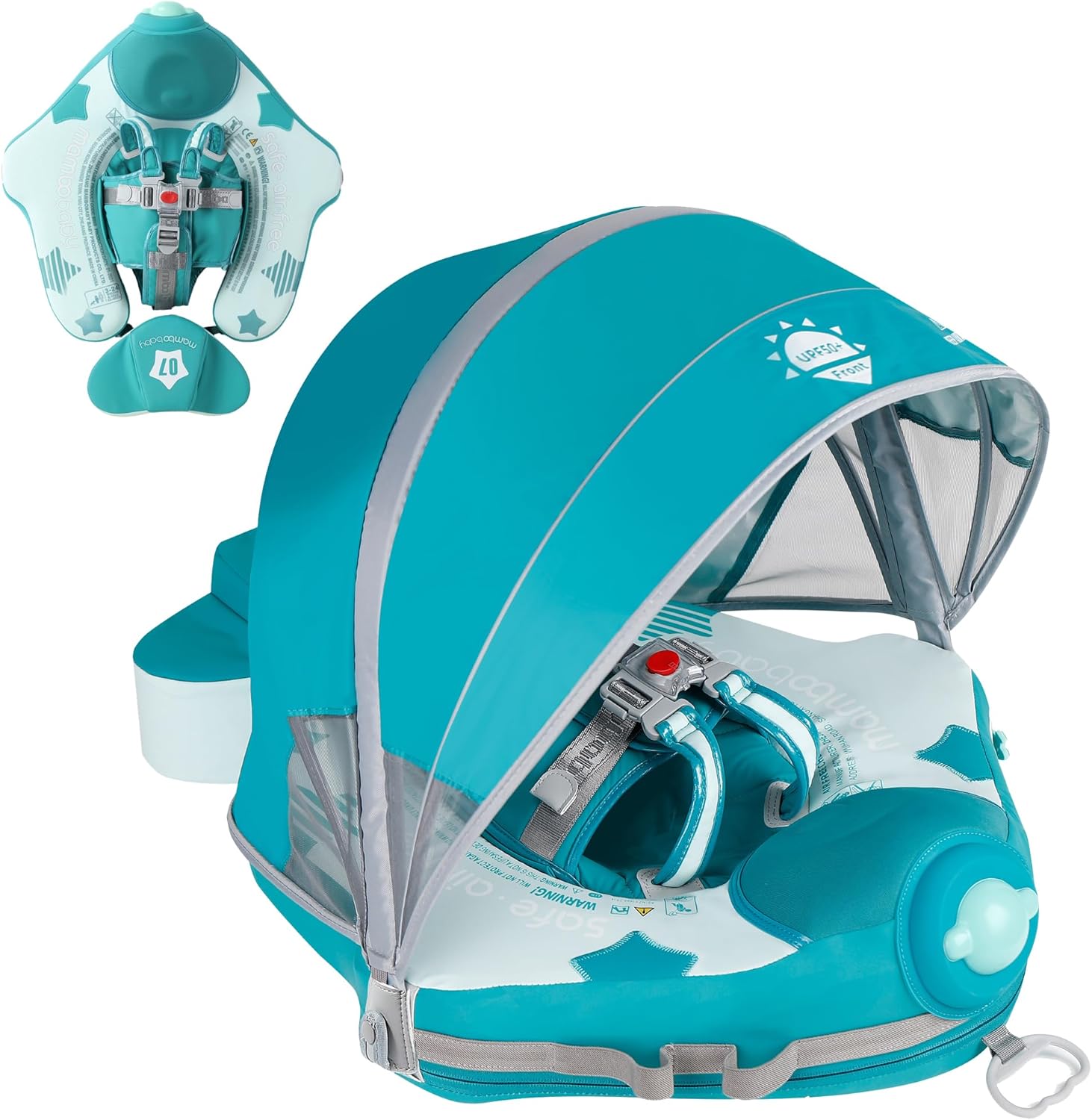Non-inflatable baby swim ring with sunshade, upgraded rear design
