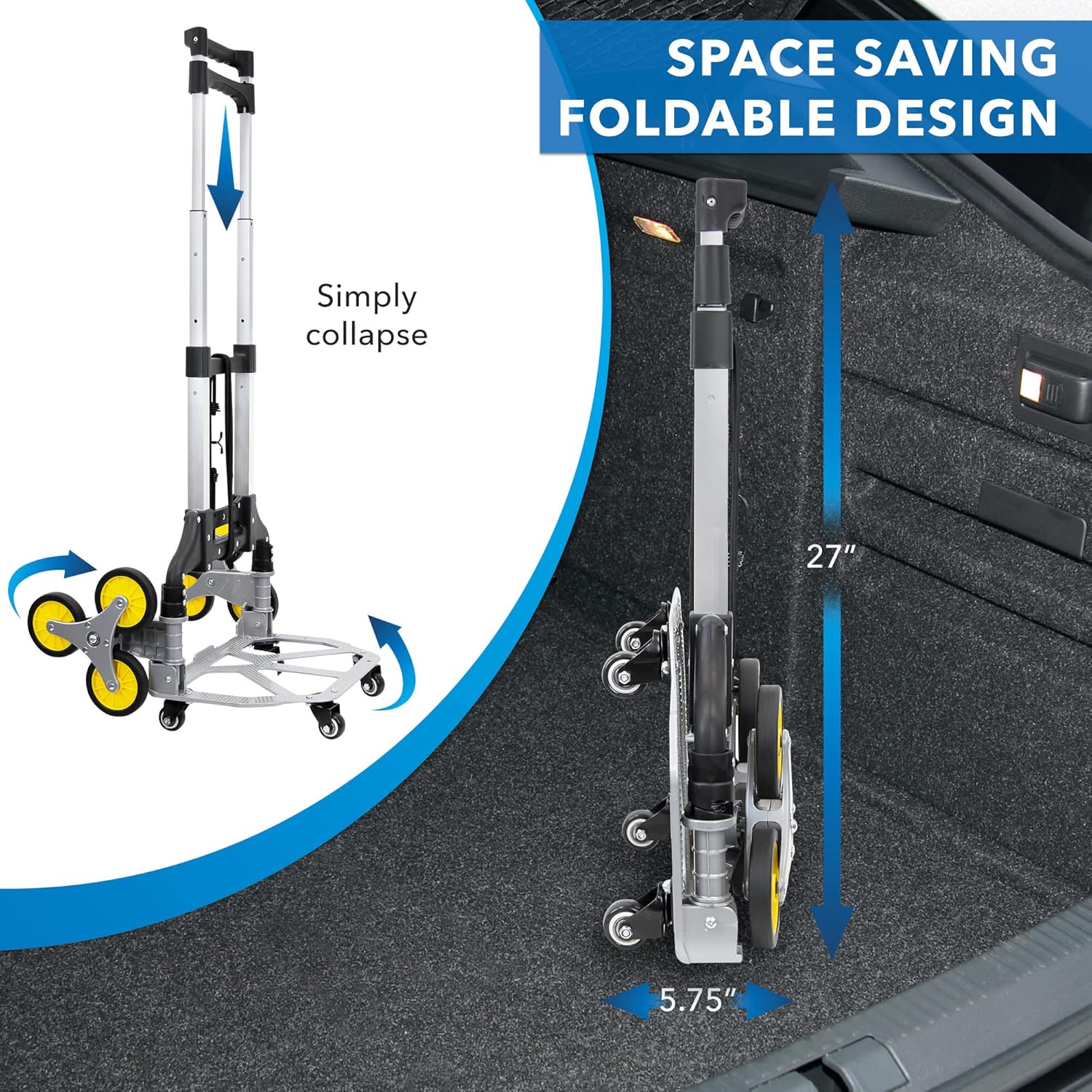 Stair Climbing Dolly – Heavy-Duty Folding Hand Truck with 6 Wheels, Telescoping Handle & 330 lb Capacity