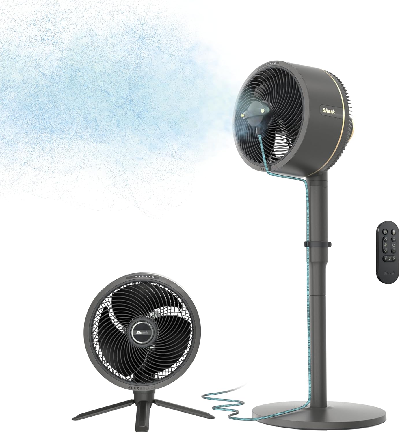 Mist Fan — Indoor & Outdoor, Integrated Misting, Pedestal to Tabletop, Corded or Cordless, Up to 24-Hr Battery, Oscillating