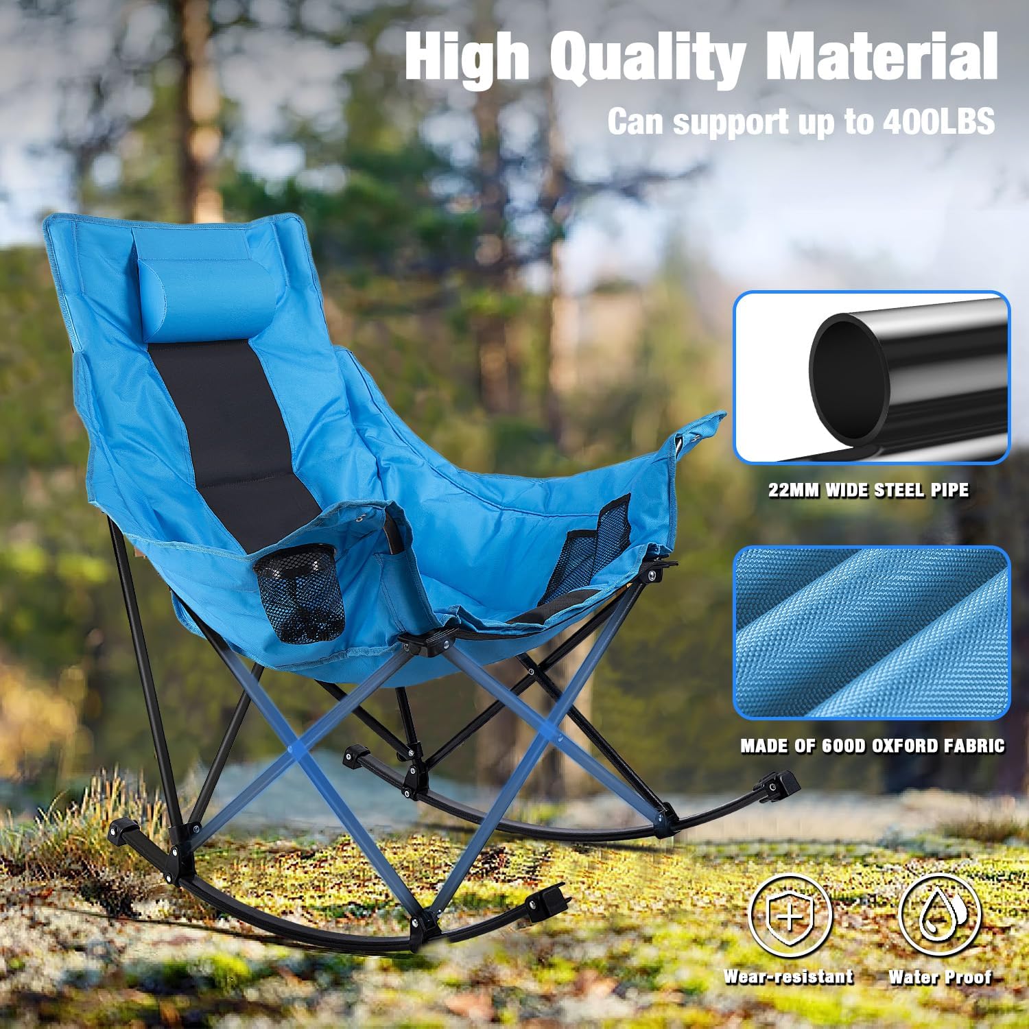 Outdoor Folding Rocking Camping Chair for Adults
