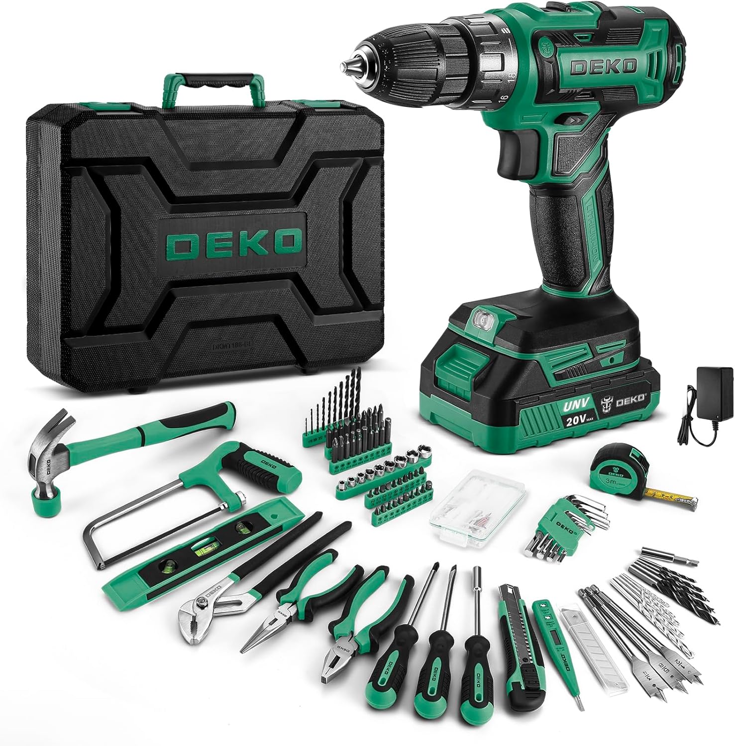 Cordless Drill Tool Kit Set: 20V Power Drill Tool Box with Battery Electric Drill Driver for Men Home Hand Repair Basic Toolbox Tools Sets Drills Case