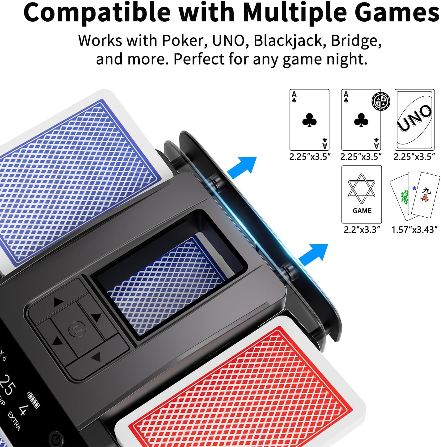Automatic Card Shuffler & Dealer for 1-2 Decks, Rechargeable