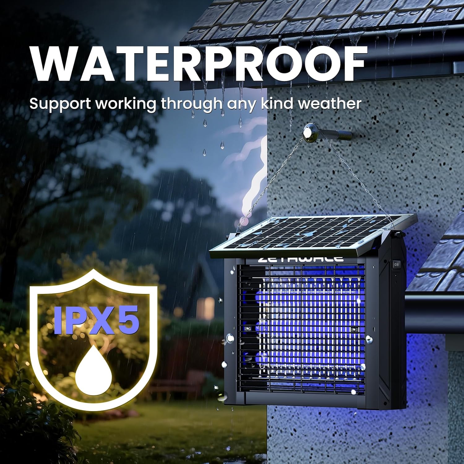 Smart Solar Powered Insect Zapper (Waterproof Outdoor Garden Fly Killer)