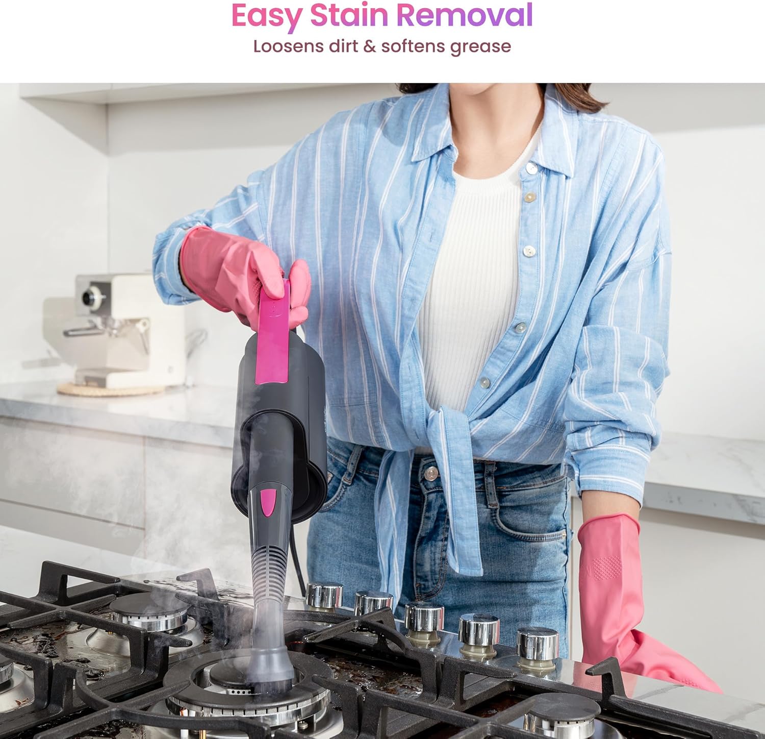 Steam Mop Cleaner with Detachable Handheld Steamer for Cleaning Hardwood, Laminate Floor, Tiles and Grout, with 14-in-1 Multi-purpose Accessories and Washable Microfiber Pads