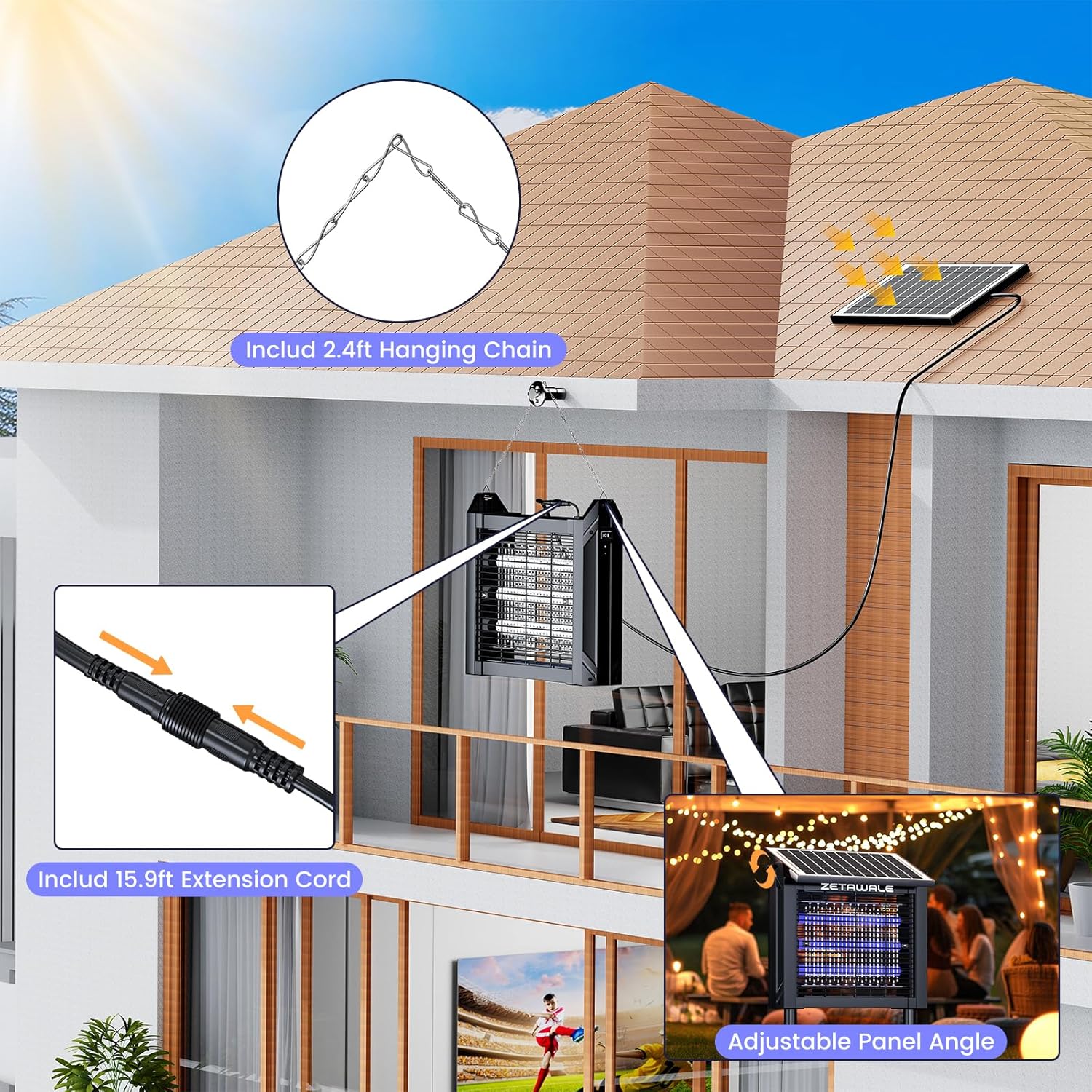 Smart Solar Powered Insect Zapper (Waterproof Outdoor Garden Fly Killer)