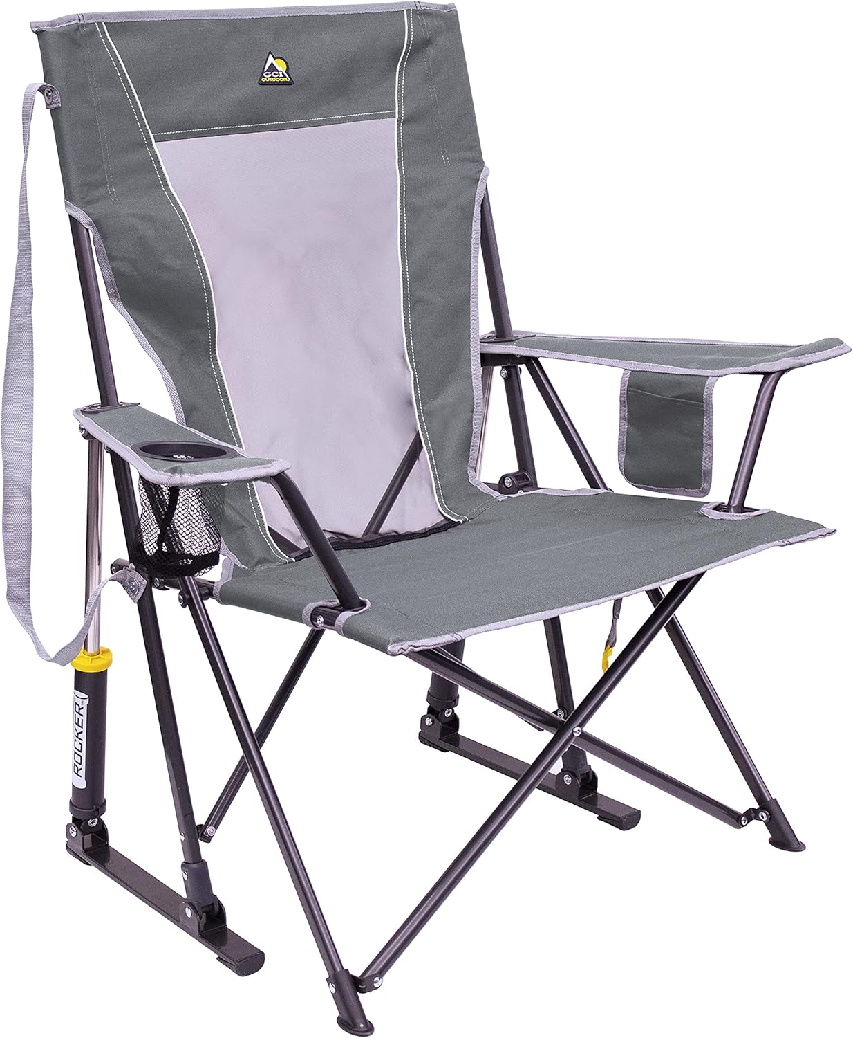 Comfort Pro Rocker Camping Chair | Portable Folding Rocking Chair with Durable Armrests & Drink Holder — Floral