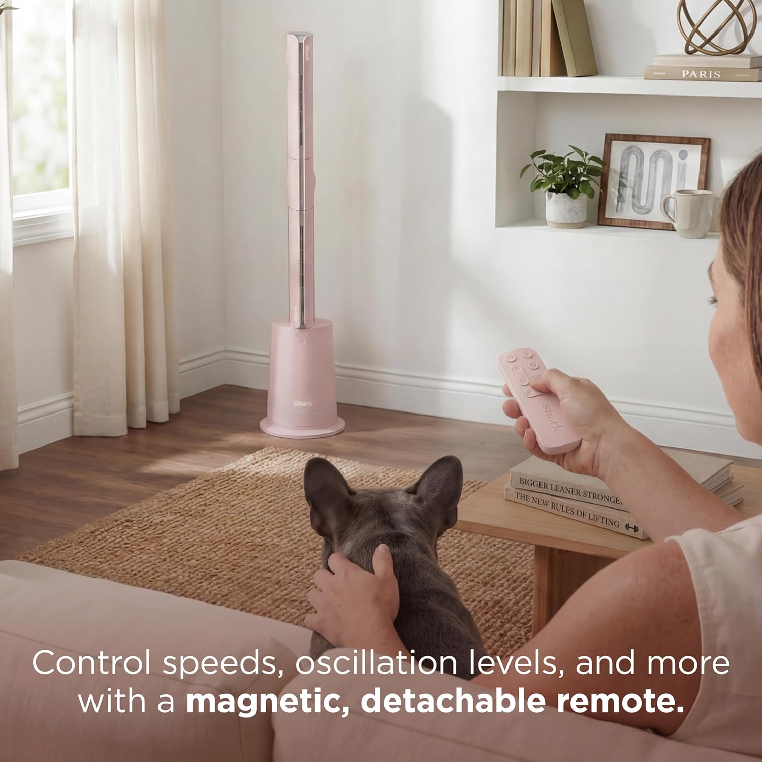 Ultra-customizable bladeless tower fan, pivots, twists, oscillates 180°, circulates and propels air, 10 noise levels + 10 speeds, easy to clean
