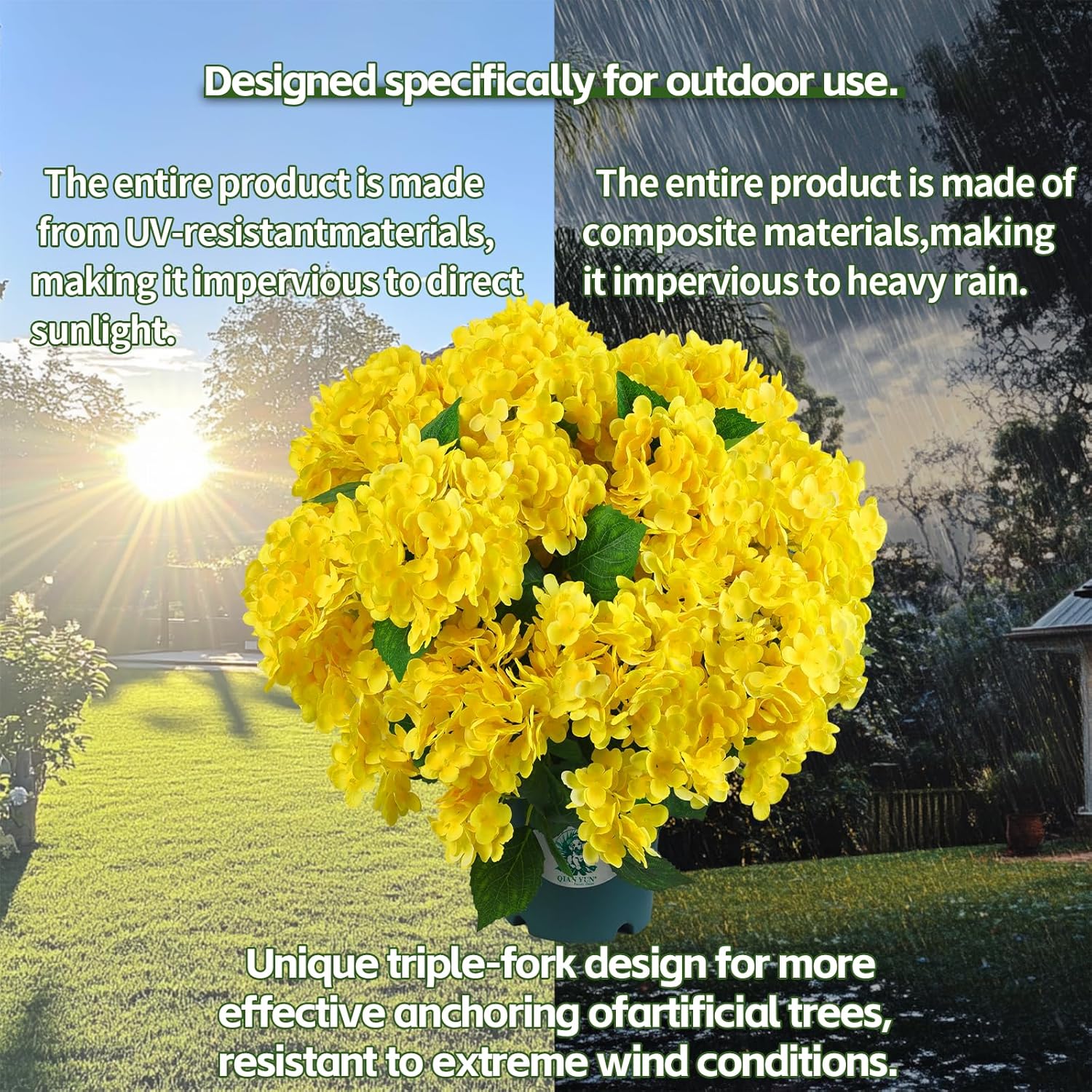 20'' Artificial Hydrangea Bush – UV-Resistant Faux Plant for Garden, Patio, Porch & Indoor Decor