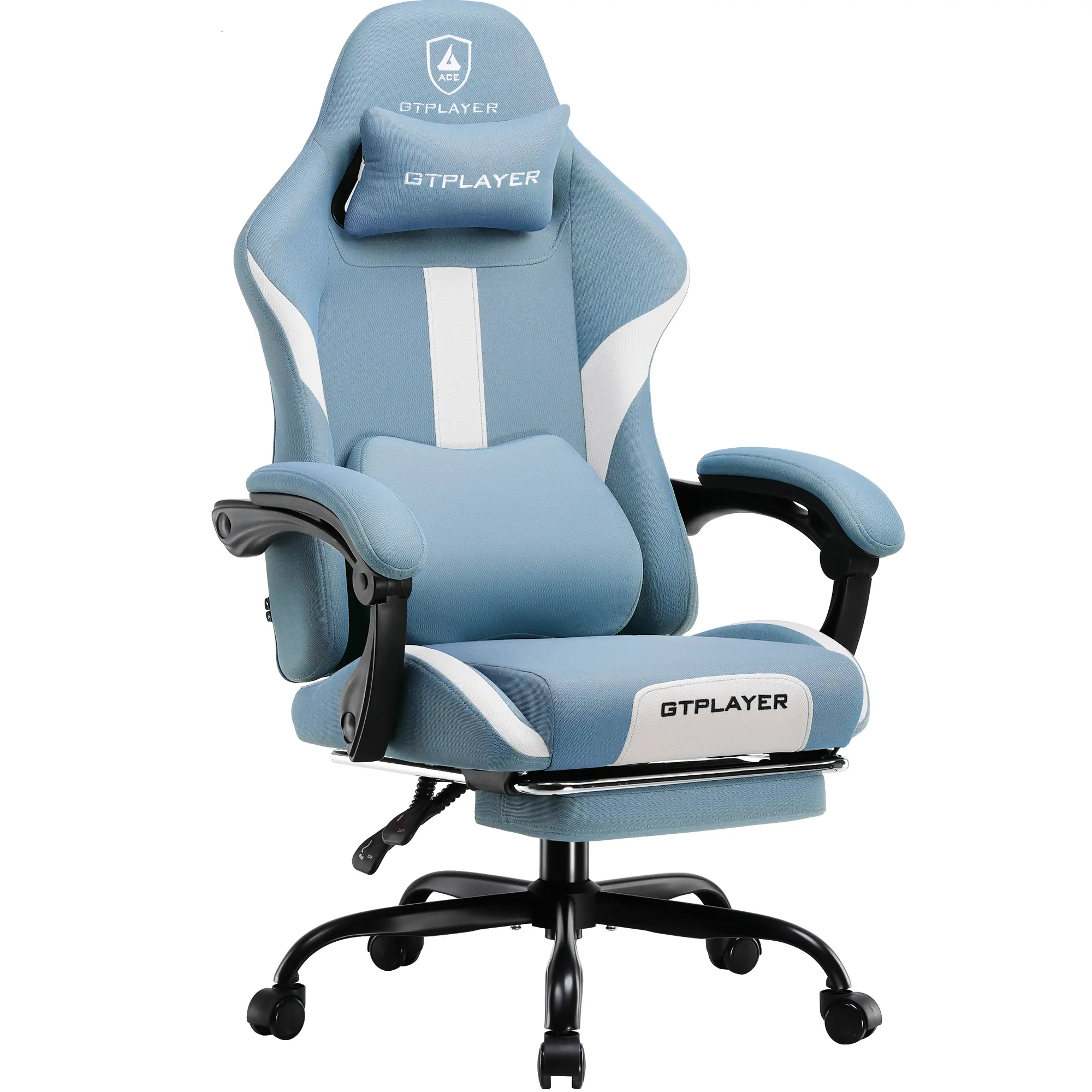PU Leather Computer Gaming Chair - Ergonomic 360° Swivel Office & Man Cave Furniture with Padded Arms, Footrest, Lumbar Support, Headrest, Height Adjustment (Pearl White)