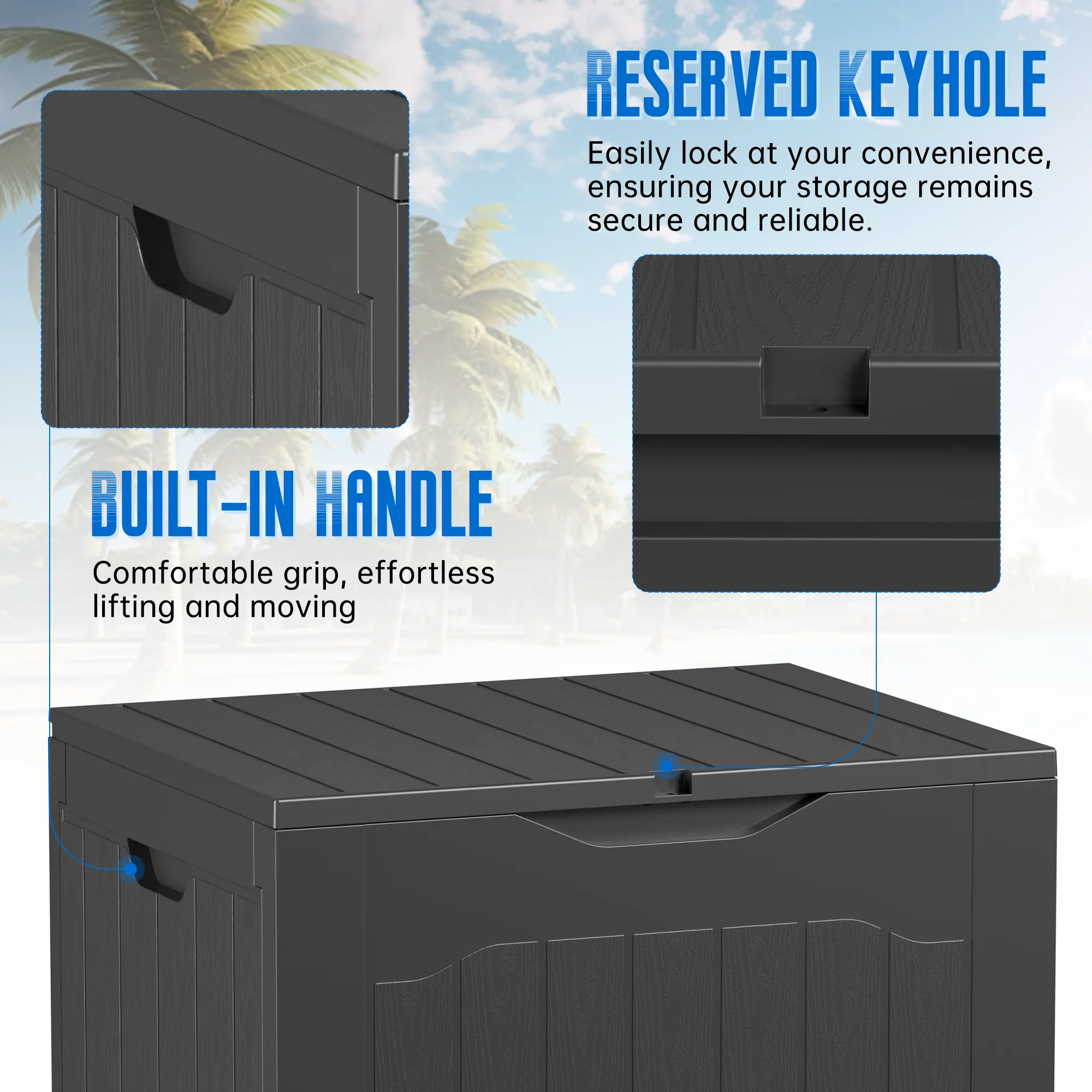 Outdoor Storage Box 35 Gallon Patio Deck Box with Handles, Patio Storage Deck Boxes Garden Resin Deck Storage Container Lockable Storage Box