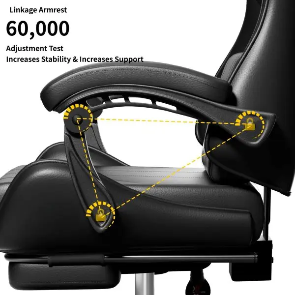 Ergonomic Gaming Chair – Adjustable Reclining Office Chair with Lumbar Support, Footrest & Headrest for All-Day Comfort