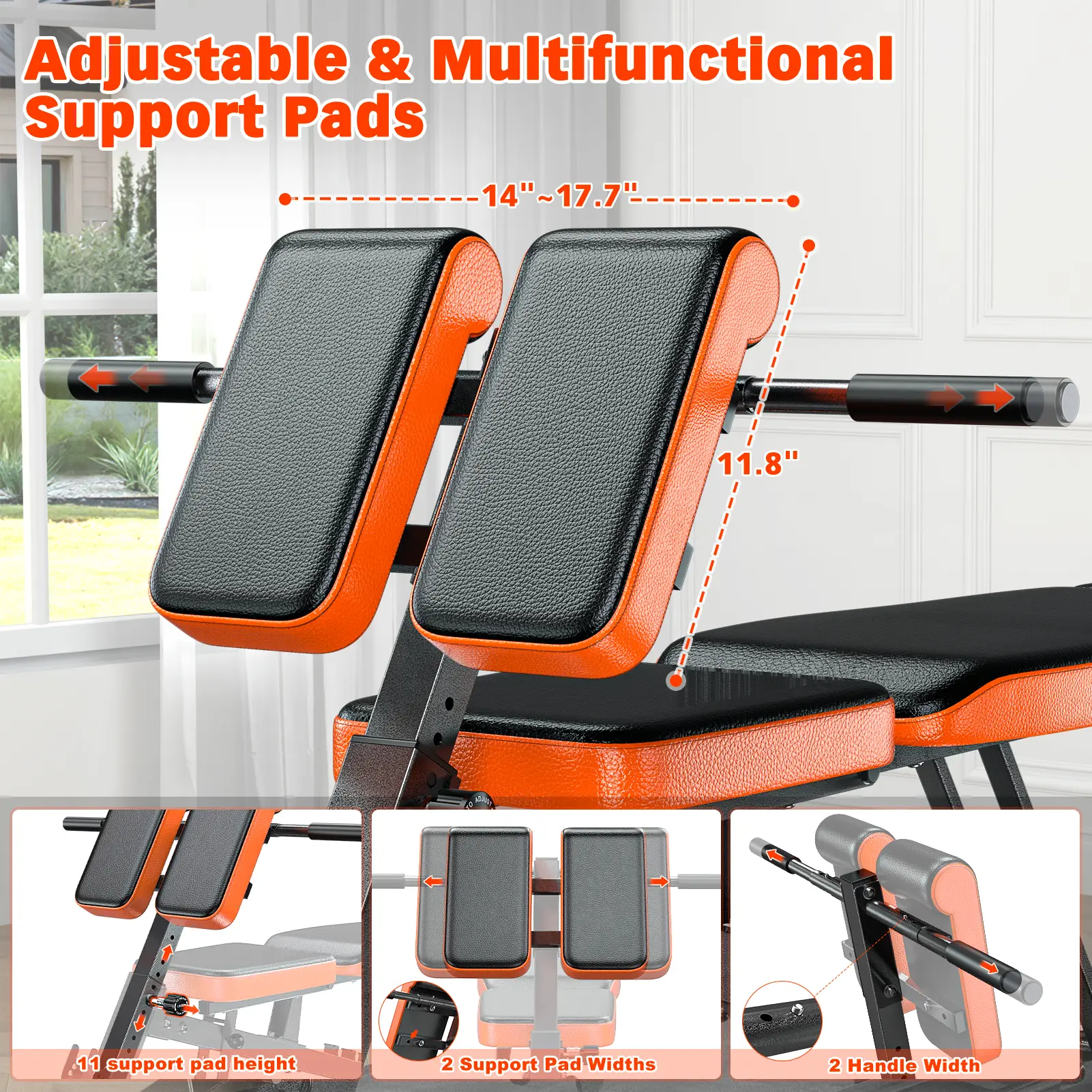Multi-Functional FID Weight Bench for Full All-in-One Body Workout – Hyper Back Extension, Roman Chair, Adjustable Ab Sit up Bench, Incline Decline Bench, Flat Bench,Support up to 1000lbs，Suitable for home workouts，outdoorfun