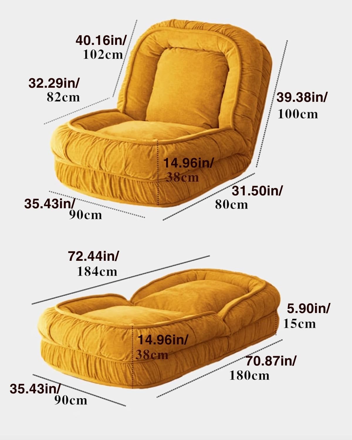 Summer Sale！Foldable Lazy Sofa Bed Floor Chair