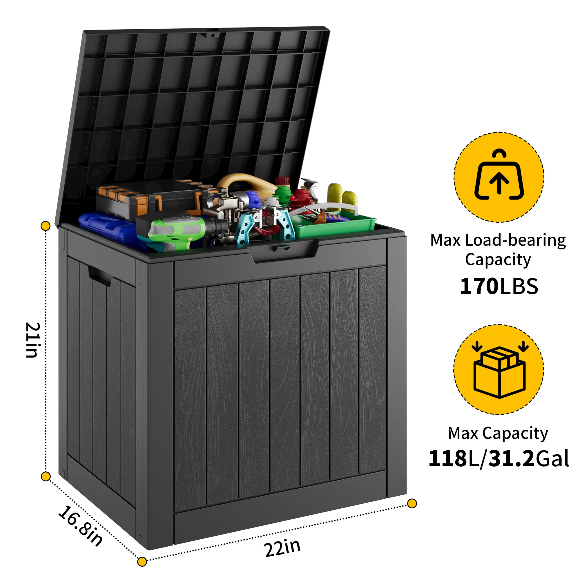 Outdoor Storage Box Weatherproof,  Resin Lockable Outdoor Storage for Secure Package Deliveries and Indoor Storage.Summervibes