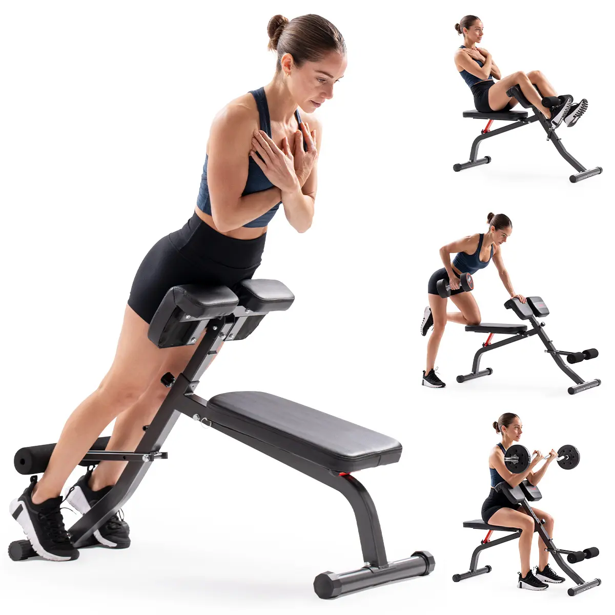 Adjustable Roman Chair Hyperextension Bench – Foldable Back, Core & Glute Training Equipment for Home Gym Workouts