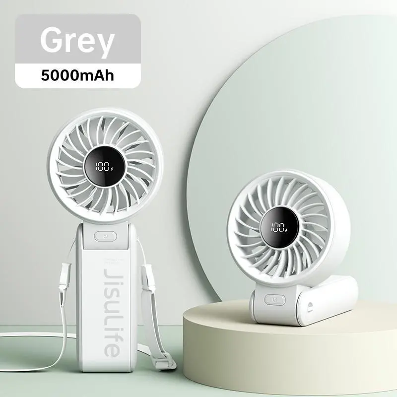 3-in-1 Portable Mini Fan – 5000mAh Rechargeable, 5 Speeds, Handheld, Desk & Neck Fan for Travel & Outdoor Use