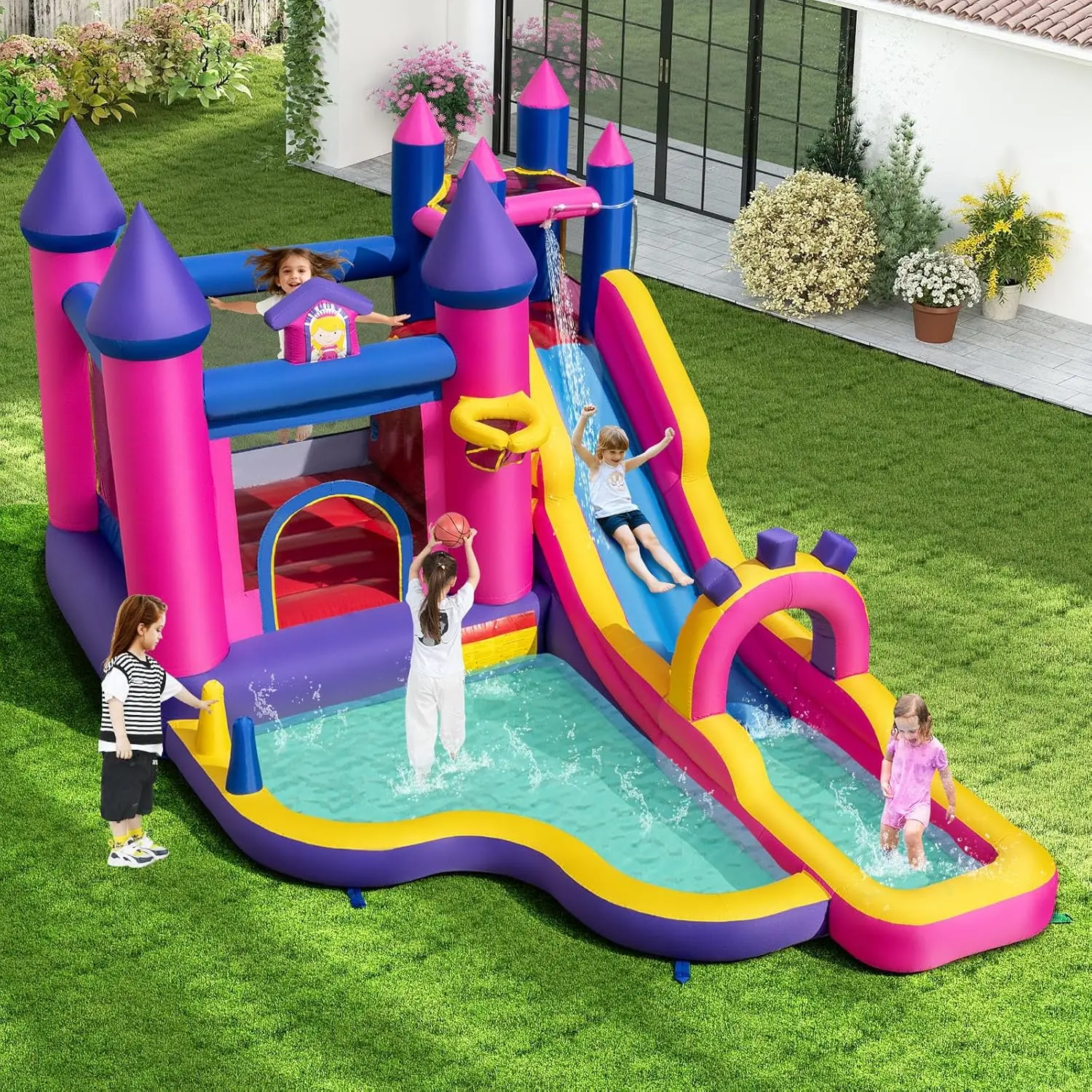 2-Tier Kids Water Table – 100PCS DIY Waterways Playset with Pump for Backyard, Beach & Poolside Summer Fun