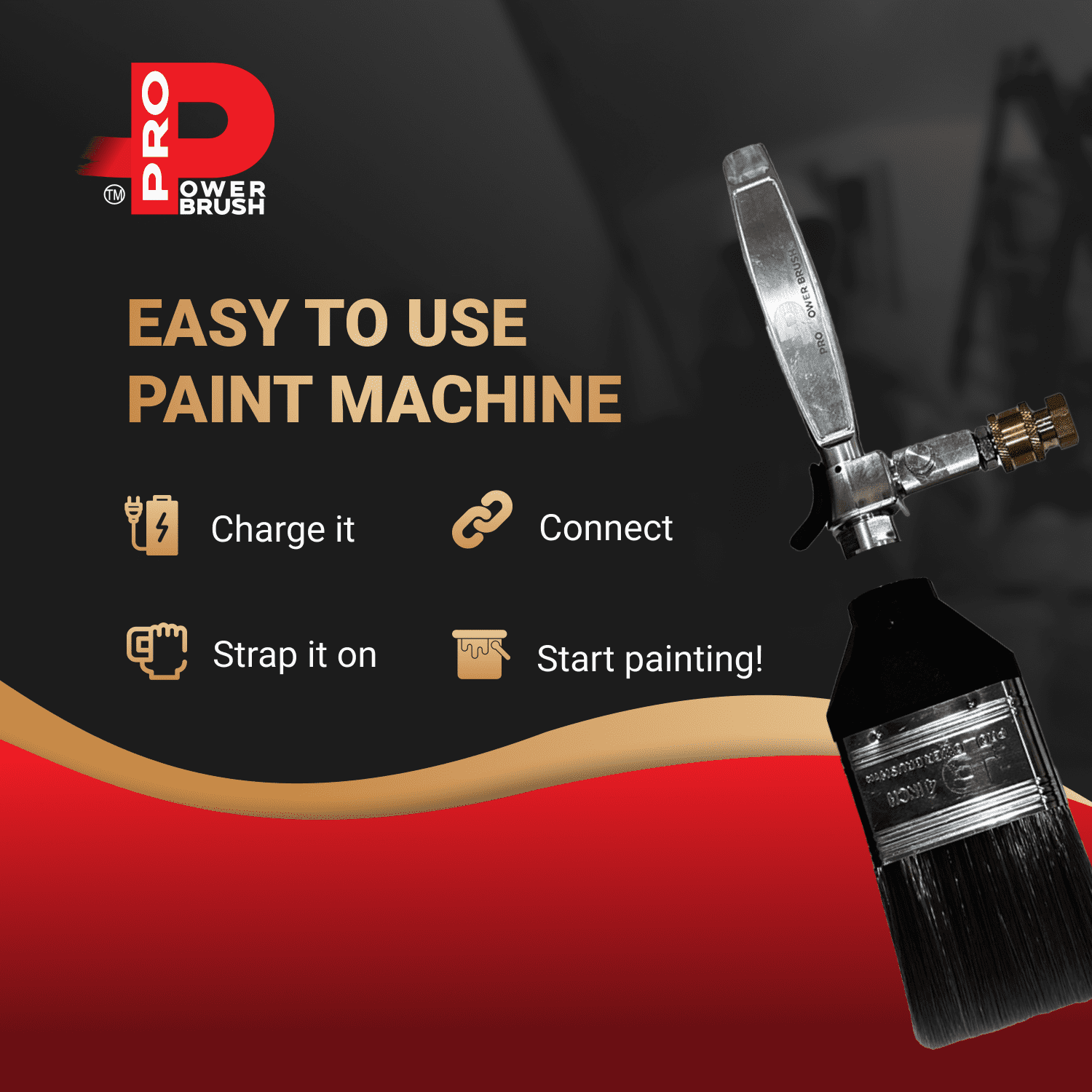 Pro PowerBrush Painters Backpack 20 Liter Electric Paint Machine with Power Brush Handle 7-45 Psi