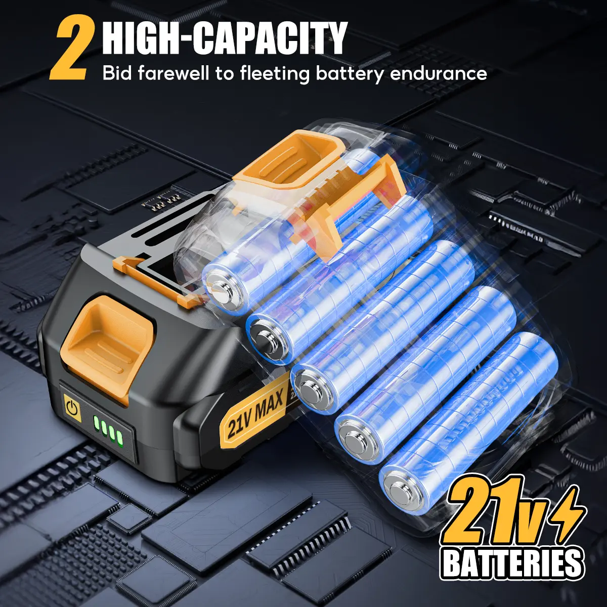 Car Buffer, 2 x 21V Batteries, 6 Variable Speed & Extra 14 Pcs, For Car Waxing, Buffer