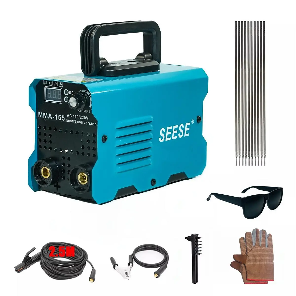 155Amp Portable Welding Machine, Stick Welder, AC 110/220V smart conversion, LED Display Digital Welder, Portable MMA Arc Welder