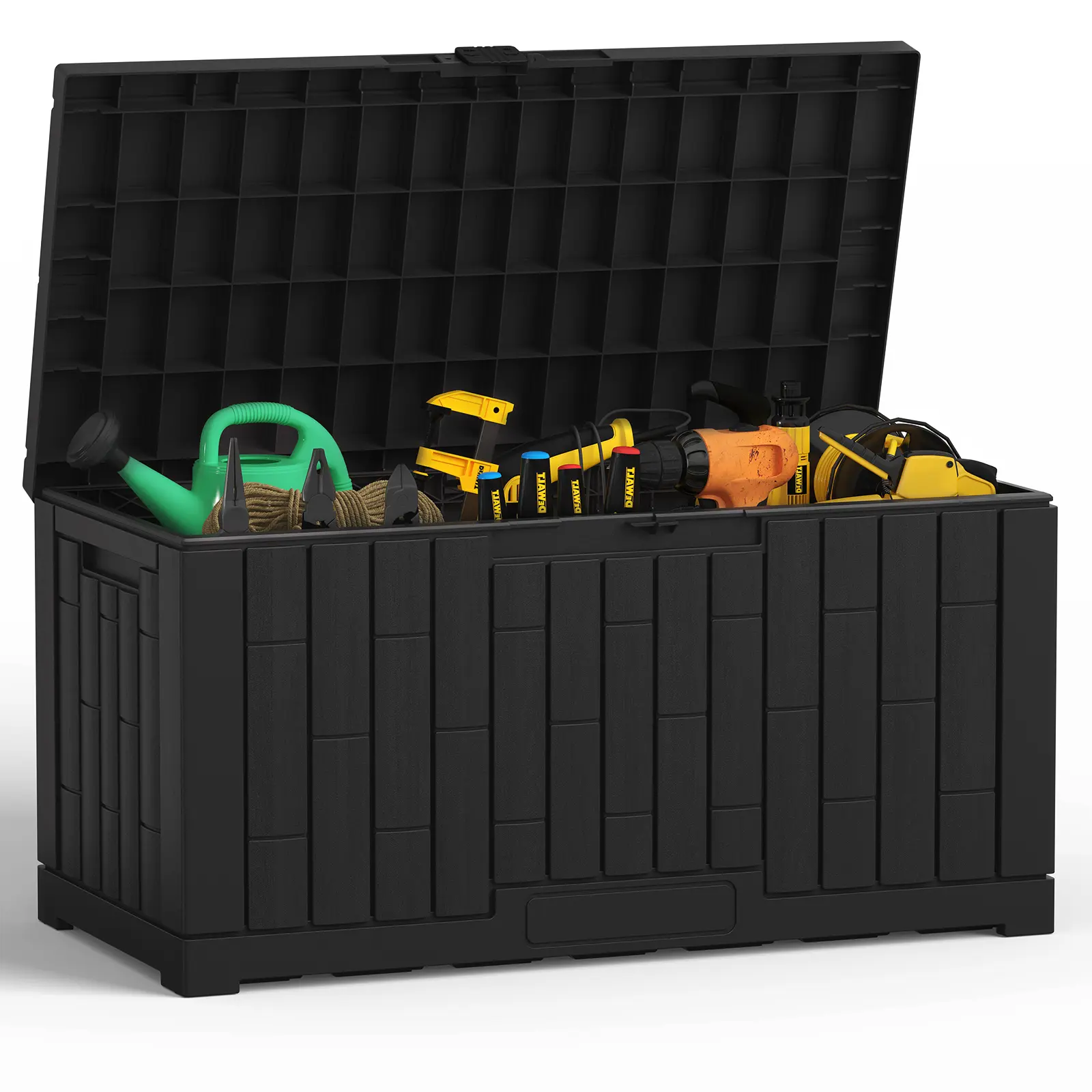 60 Gallon Outdoor Storage Box – Waterproof Lockable Resin Deck Box for Patio Cushions & Garden Tools