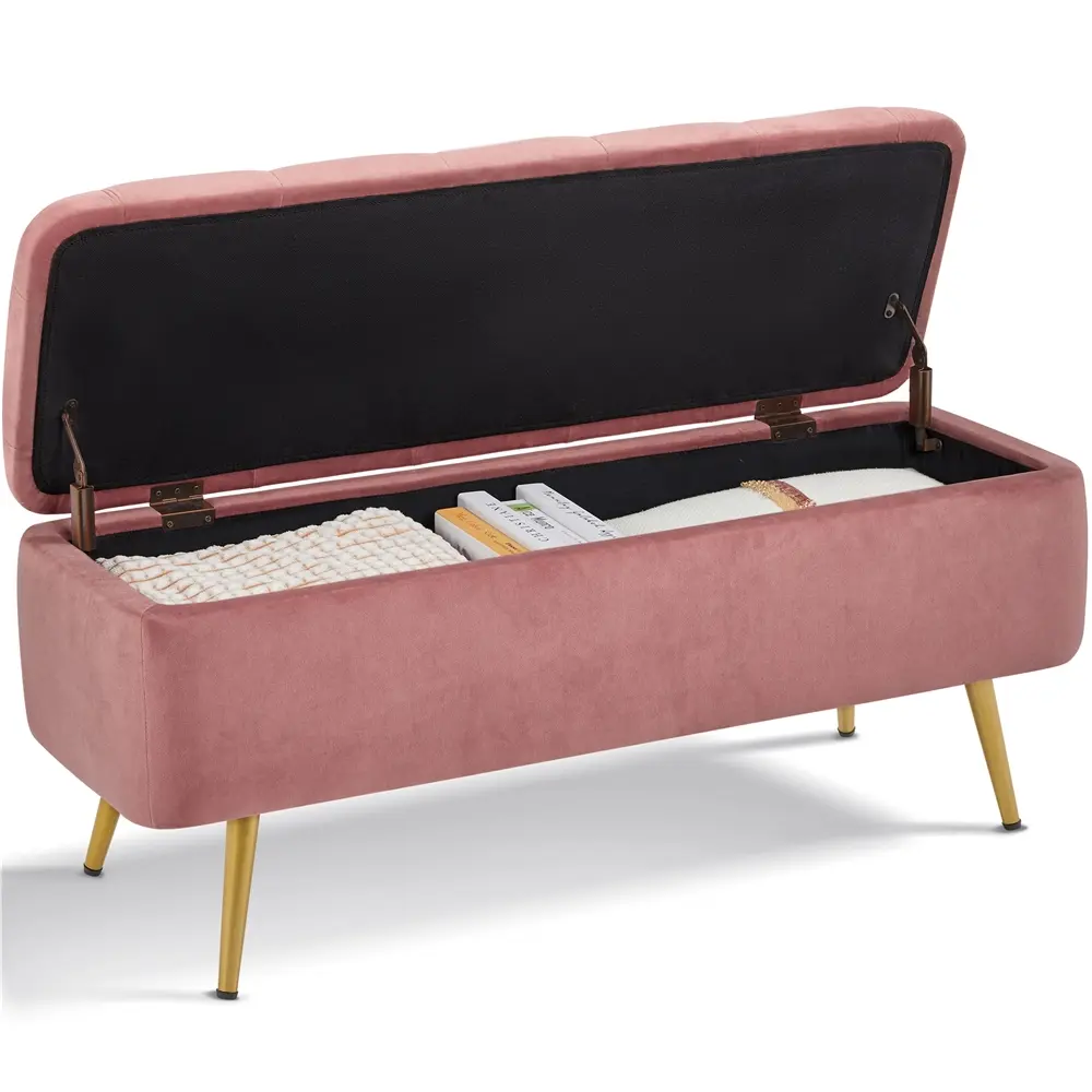 Storage Ottoman Bench – Upholstered Button-Tufted Footstool with Hidden Storage for Bedroom & Living Room