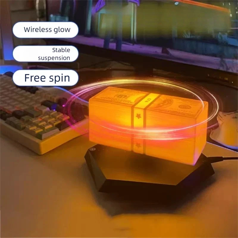 Magnetic Levitating Dollar LED Night Light GTA Money Floating Rotating Lamp Gift