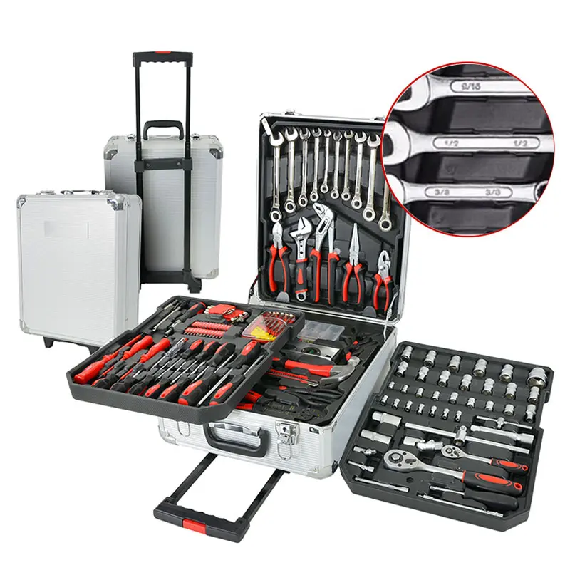 187PCS Large Capacity Metal Hand Toolbox, Home Repair Master Set - Comprehensive Toolbox, With 4 Drawers, General Household Toolkit, Simple And Durable, Auto Repair Repair Tools