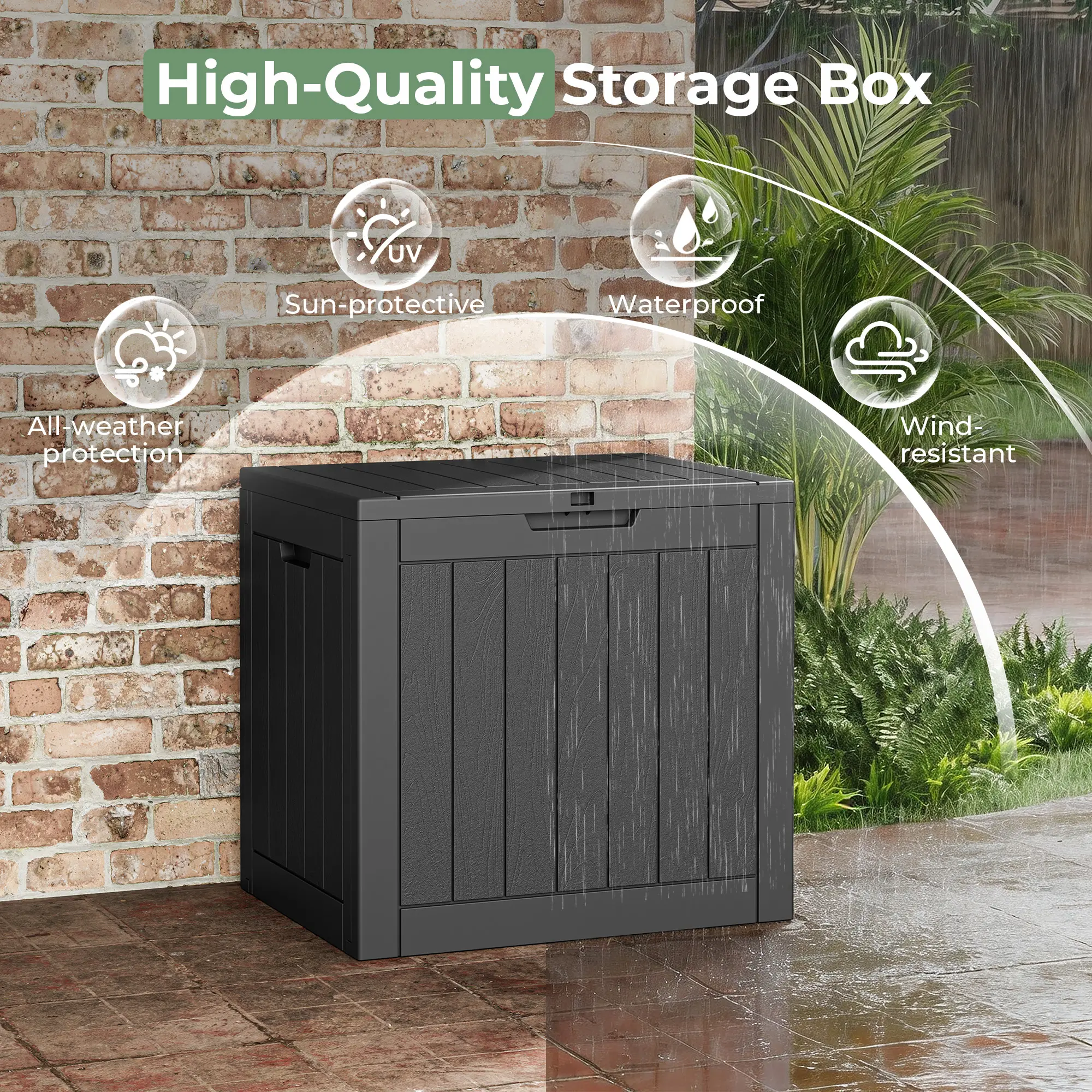 Outdoor Storage Box Weatherproof,  Resin Lockable Outdoor Storage for Secure Package Deliveries and Indoor Storage.Summervibes