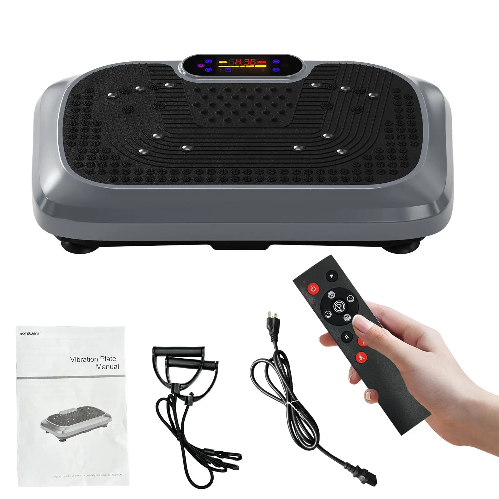Vibration Plate Exercise Machine 450 LBS Capacity 60Hz High Frequency 120 Speed Levels Resistance Bands for Home Gym Summervibes