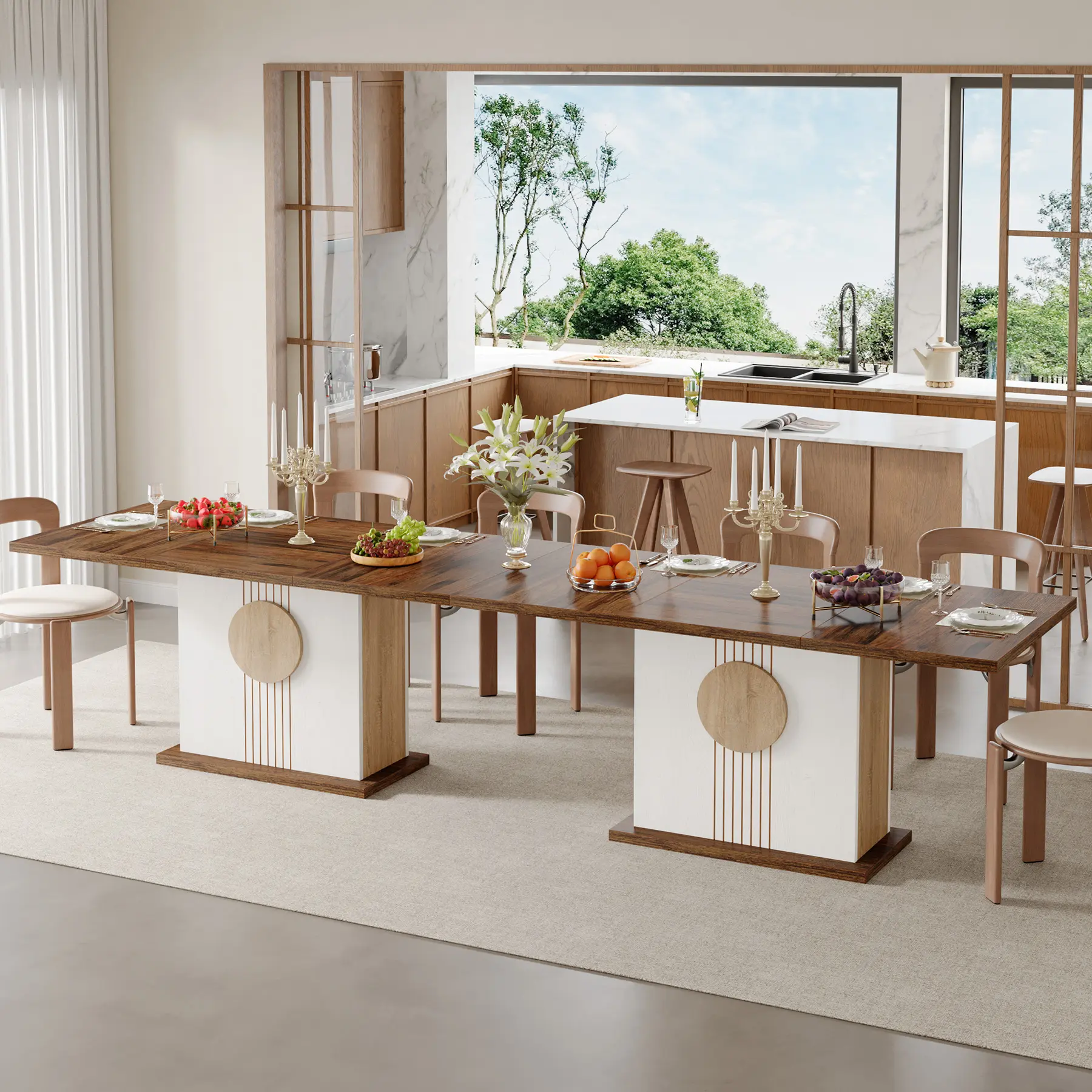 55'' Farmhouse Dining Table – Modern Wood Kitchen Table for 4–6 People, Perfect for Family Gatherings
