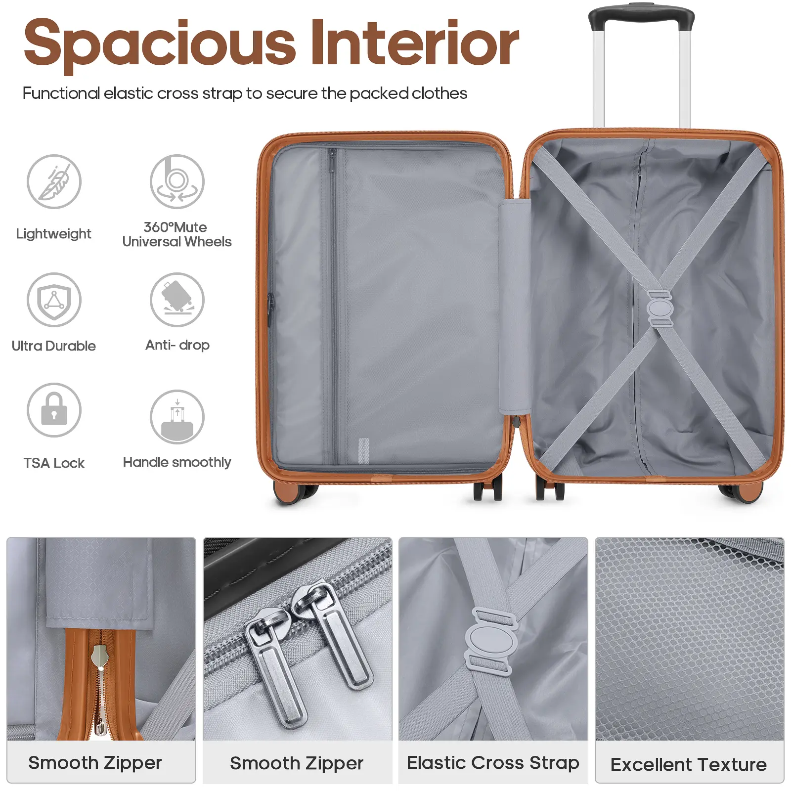 3-Piece Luggage Set 20"/24"/28" Hardside Suitcases with Double Spinner Wheels TSA Lock Lightweight Durable Travel Luggage Set #Summervibes