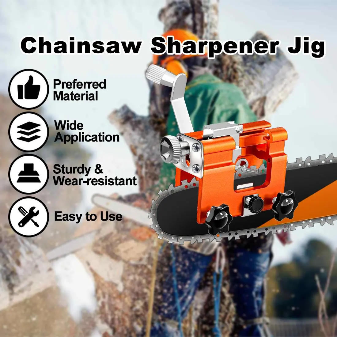 Portable Chain Saw Sharpener Jig - Universal Manual Chainsaw Sharpening Tool Kit with Grinding Stones & Cleaning Brush for Lumberjacks & Gardening