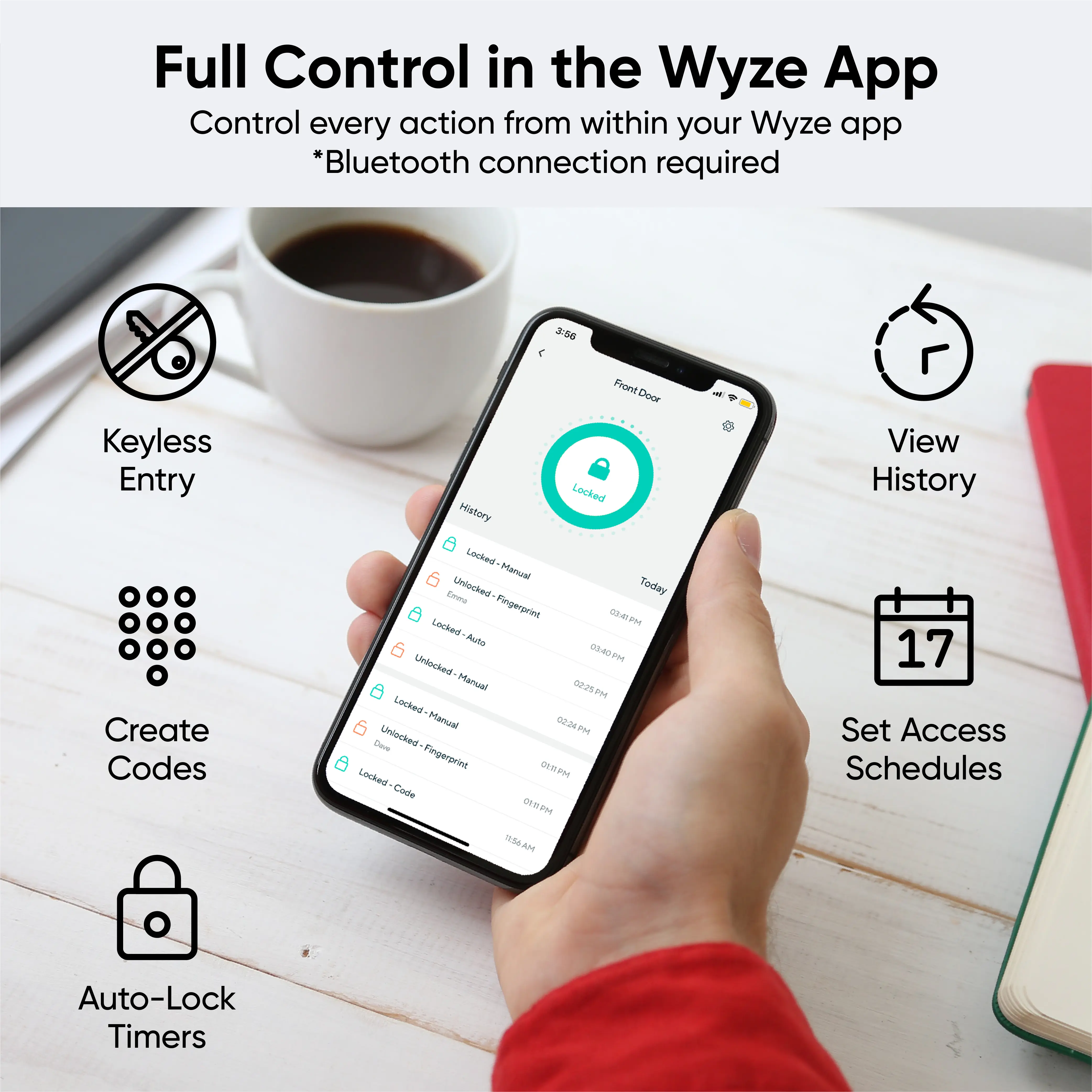 Smart Fingerprint Door Lock – Keyless Bluetooth Deadbolt with Auto-Lock, Weatherproof Design & App Control