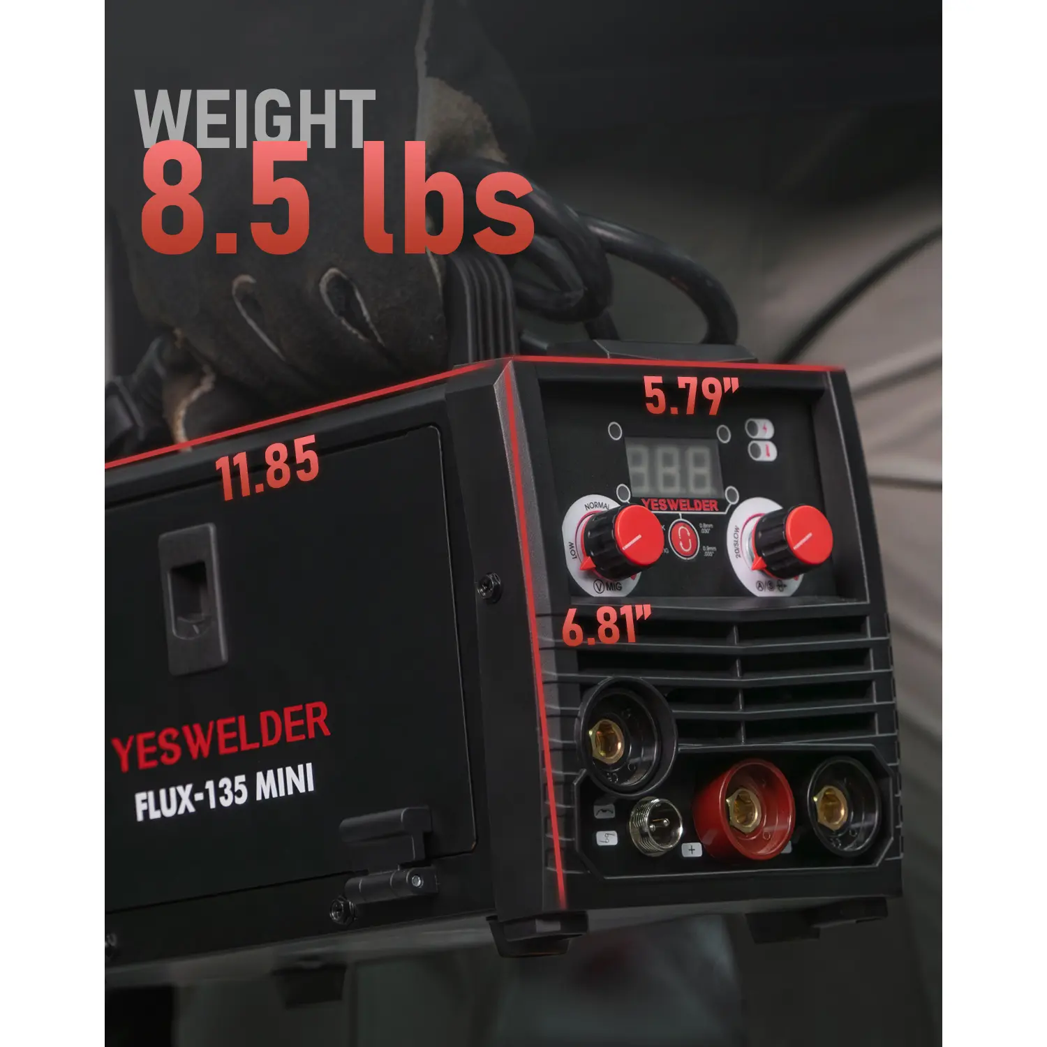 135A 110V Gasless MIG Welder | 3-in-1 Flux Core/Lift TIG/Stick Inverter Welding Machine with Synergic Control