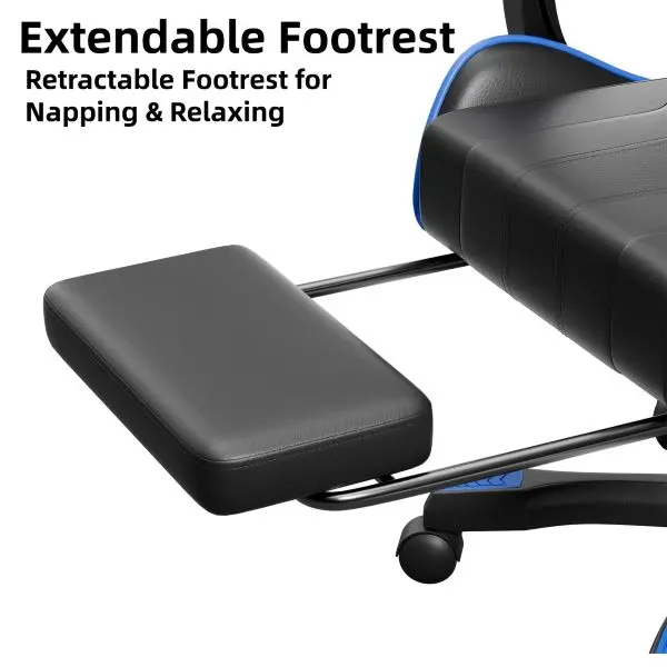 Ergonomic Gaming Chair – Adjustable Reclining Office Chair with Lumbar Support, Footrest & Headrest for All-Day Comfort