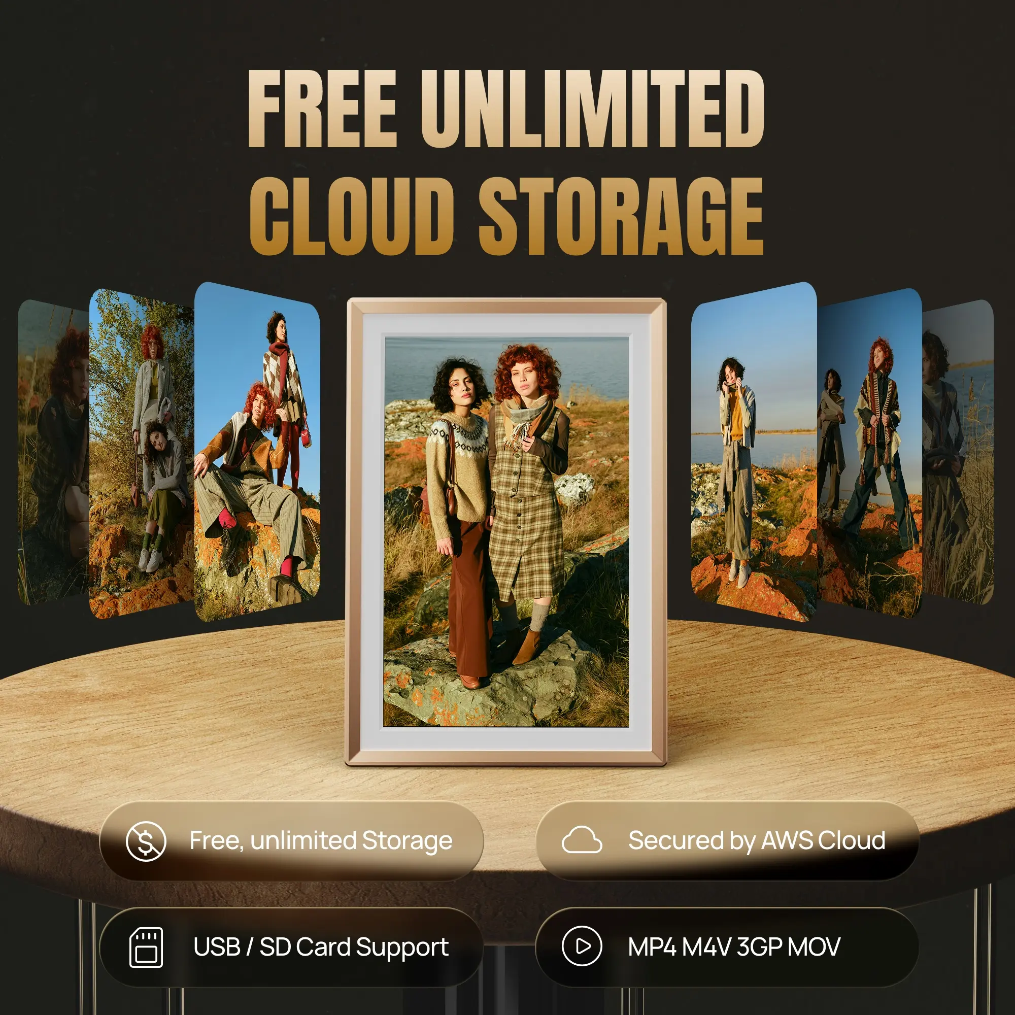 WiFi Digital Photo Frame – Touchscreen Smart Frame for Instantly Sharing Photos & Videos with Unlimited Cloud Storage