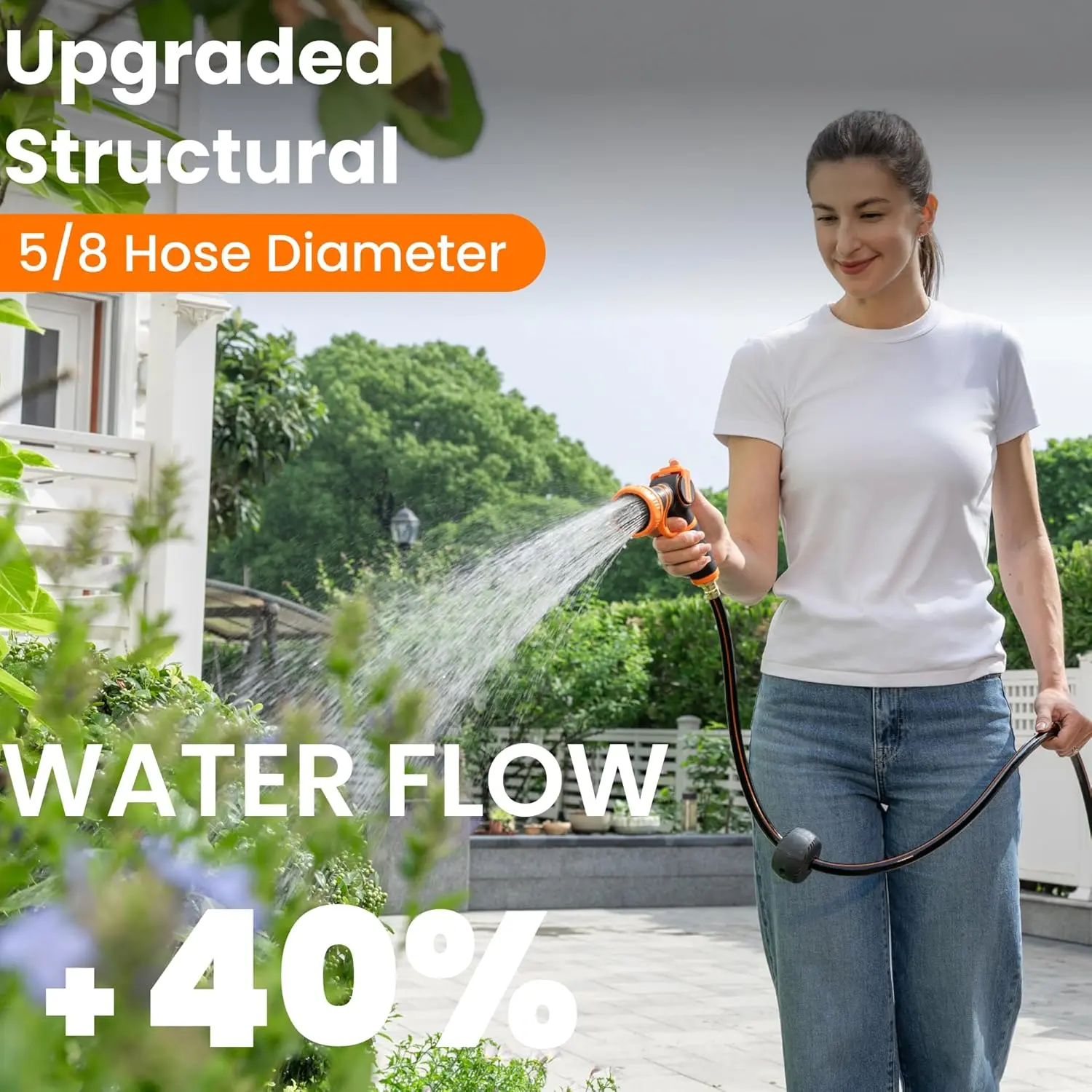 78ft-130ft 330LB Metal Bracket Retractable Garden 5/8in 1/2in , Wall Mounted Water Hose Reel with 180° Swivel, Any Length Lock, 9 Pattern Hose Nozzle