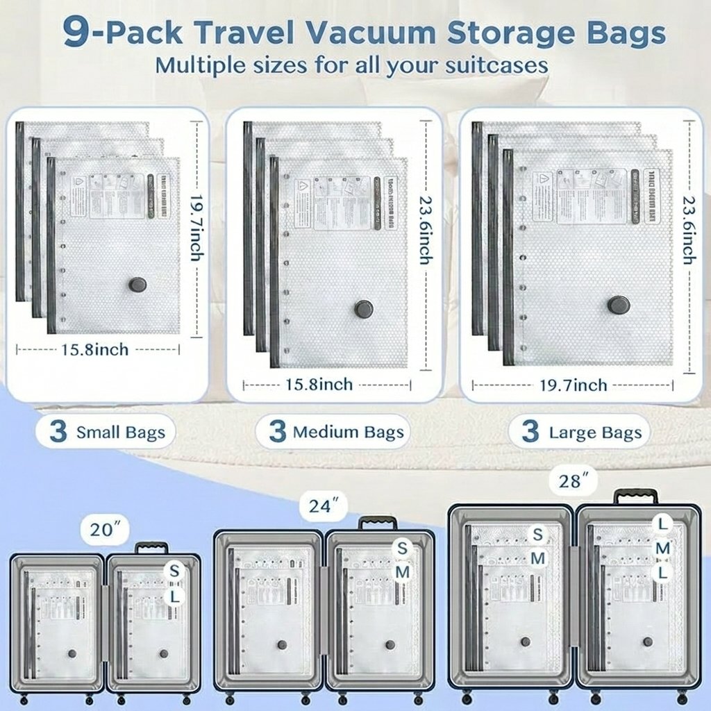 Last Day Hot Sale 49% OFF Rechargeable Vacuum Pump Travel Storage Bag Set