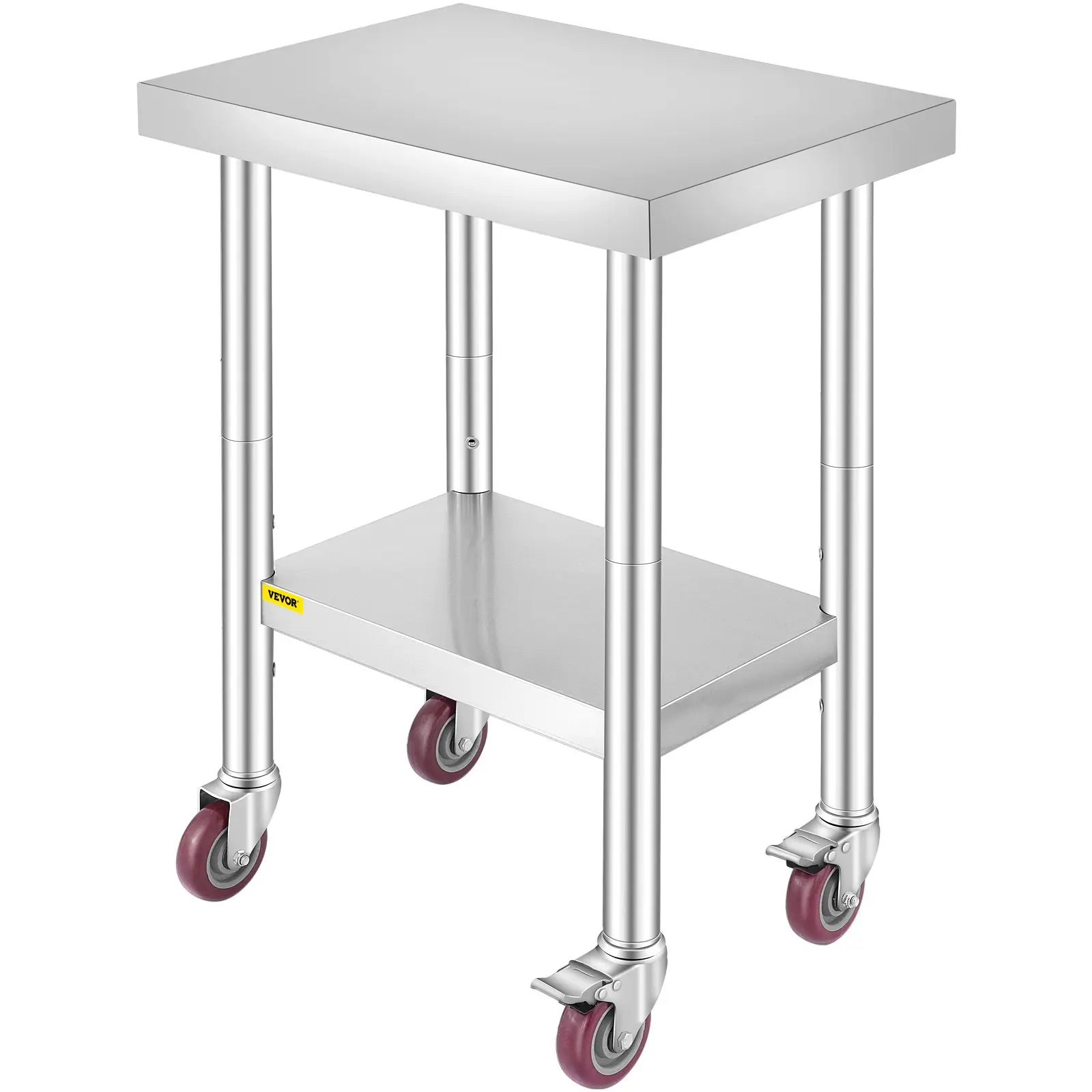 Stainless Steel Work Table, Various specifications, With 4 Wheels Heavy Duty Commercial Food Prep Worktable with Brake for Kitchen Prep Work,Stainless Steel Work Table