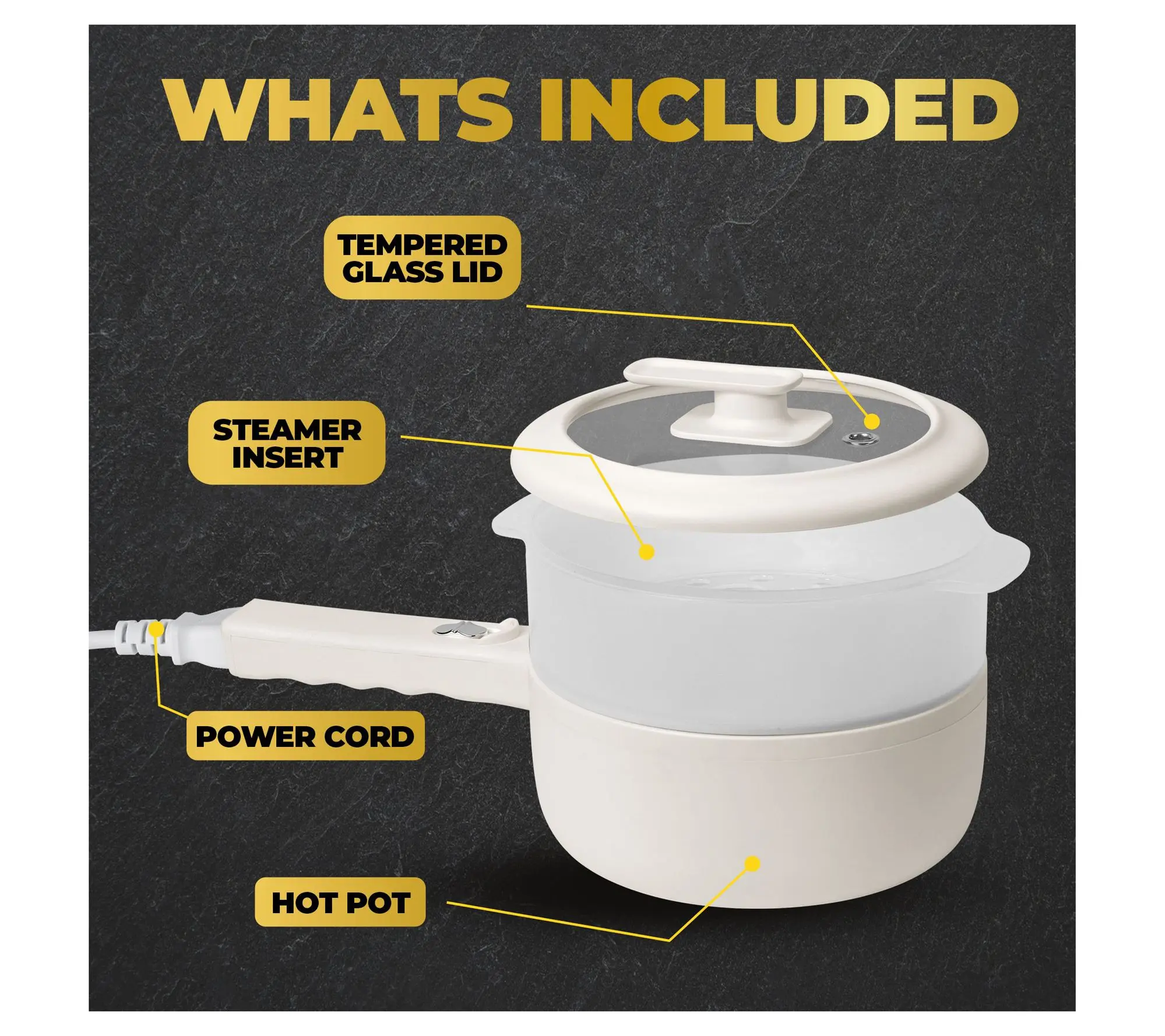 Electric Hot Pot – 1.5QT Nonstick Mini Cooker with Lid for Noodles, Soup, Stews & Quick Meals