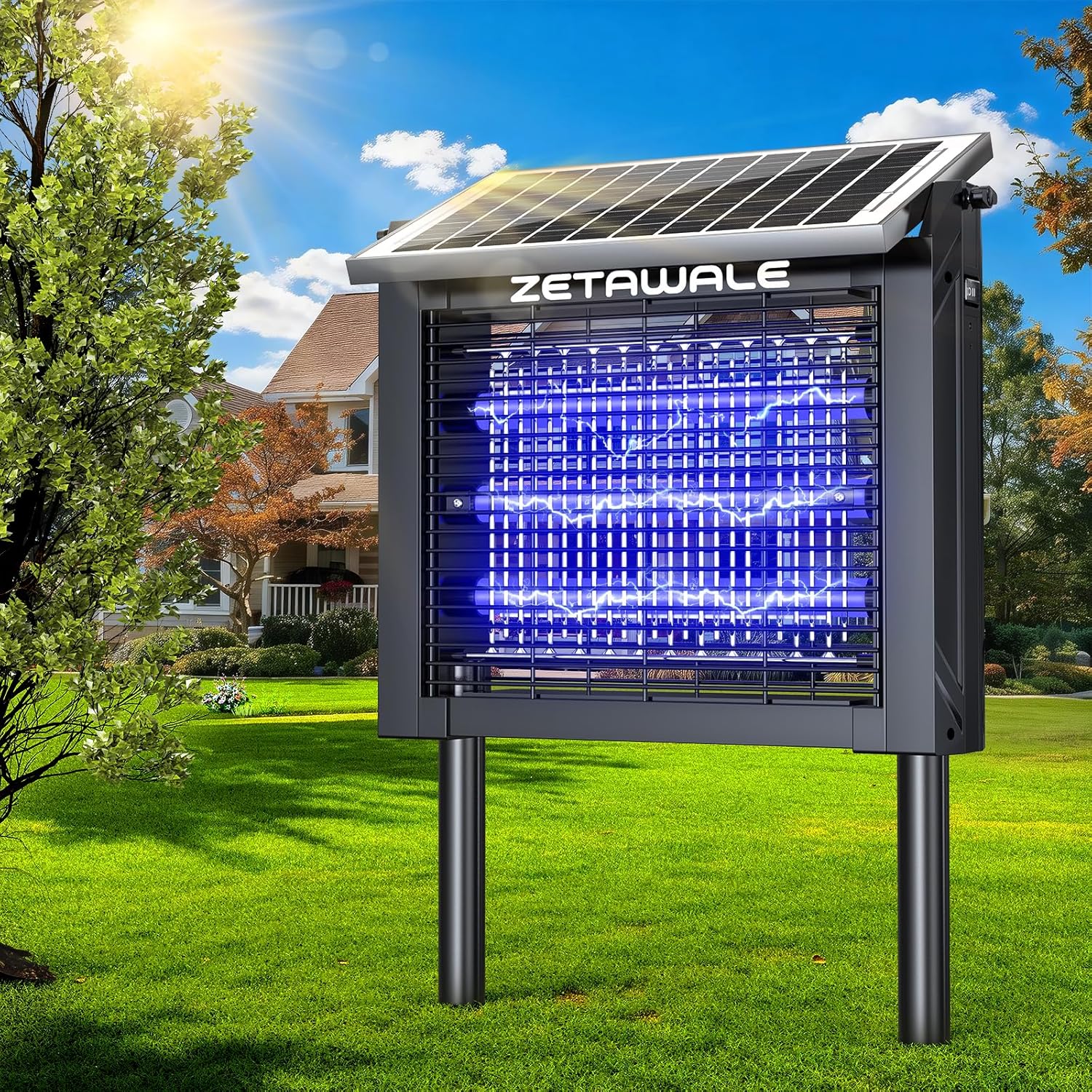 Smart Solar Powered Insect Zapper (Waterproof Outdoor Garden Fly Killer)
