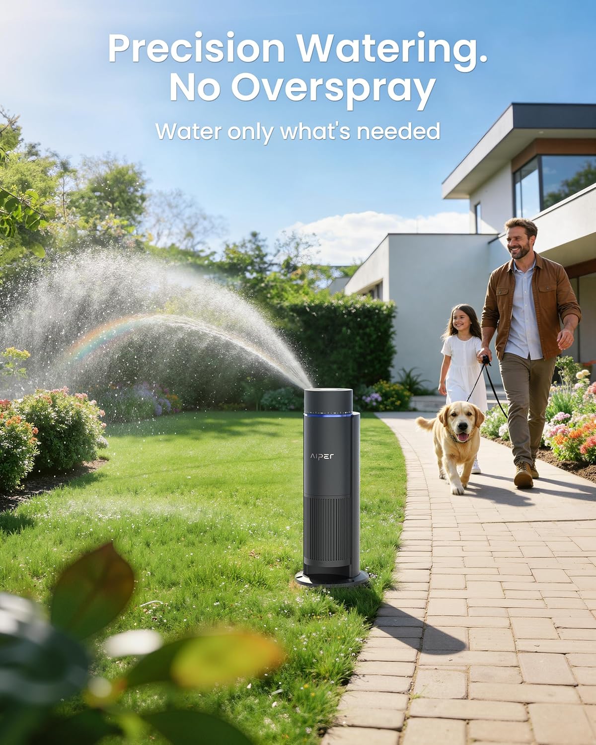 Smart Irrigation System, 4-in-1 Multi-Zone Watering Device, App Control, Smart Scheduling, Garden Sprinkler with Rain Sensor, for Lawns up to 4,800 sq.ft.-Blue