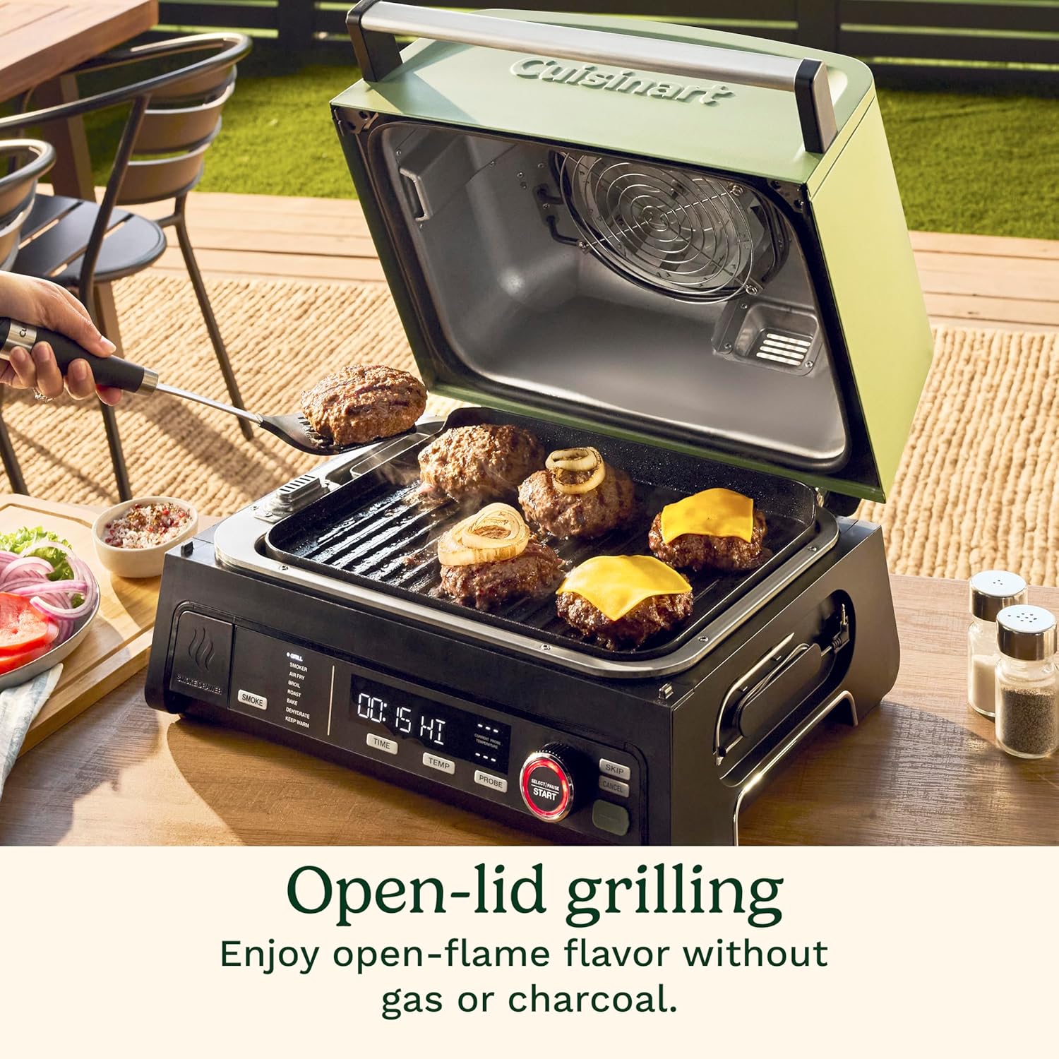 8-in-1 Outdoor Electric BBQ Grill & Smoker – Air Fryer Combo with Smart Probe, Portable Patio Grill