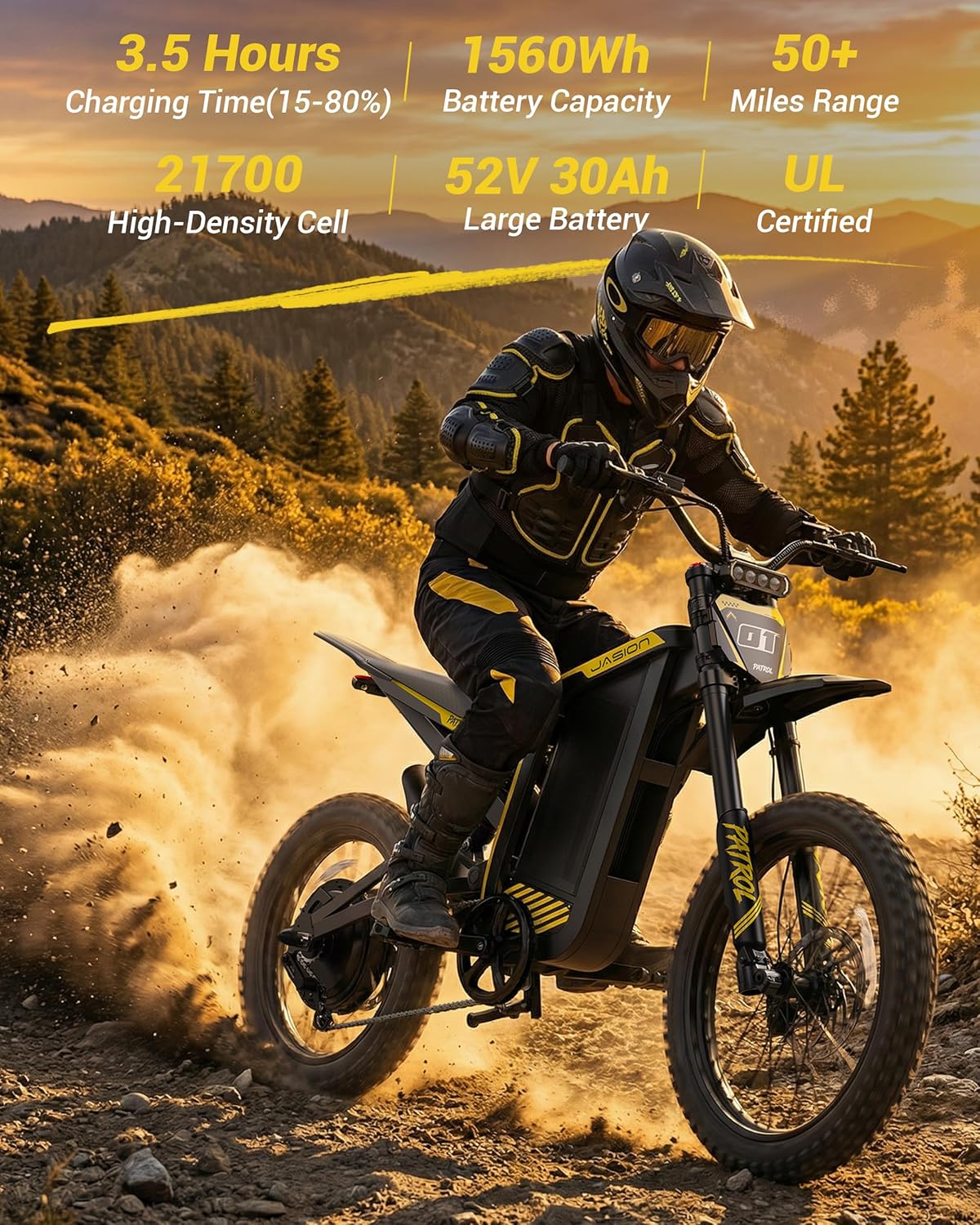 Electric Dirt Bike,4000W 40MPH E Bikes for Adults Electric