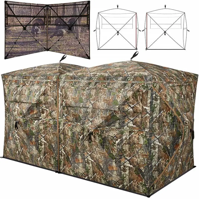 270° See-Through  Blind – Pop-Up Ground Deer Blind Tent for 1–6 Persons