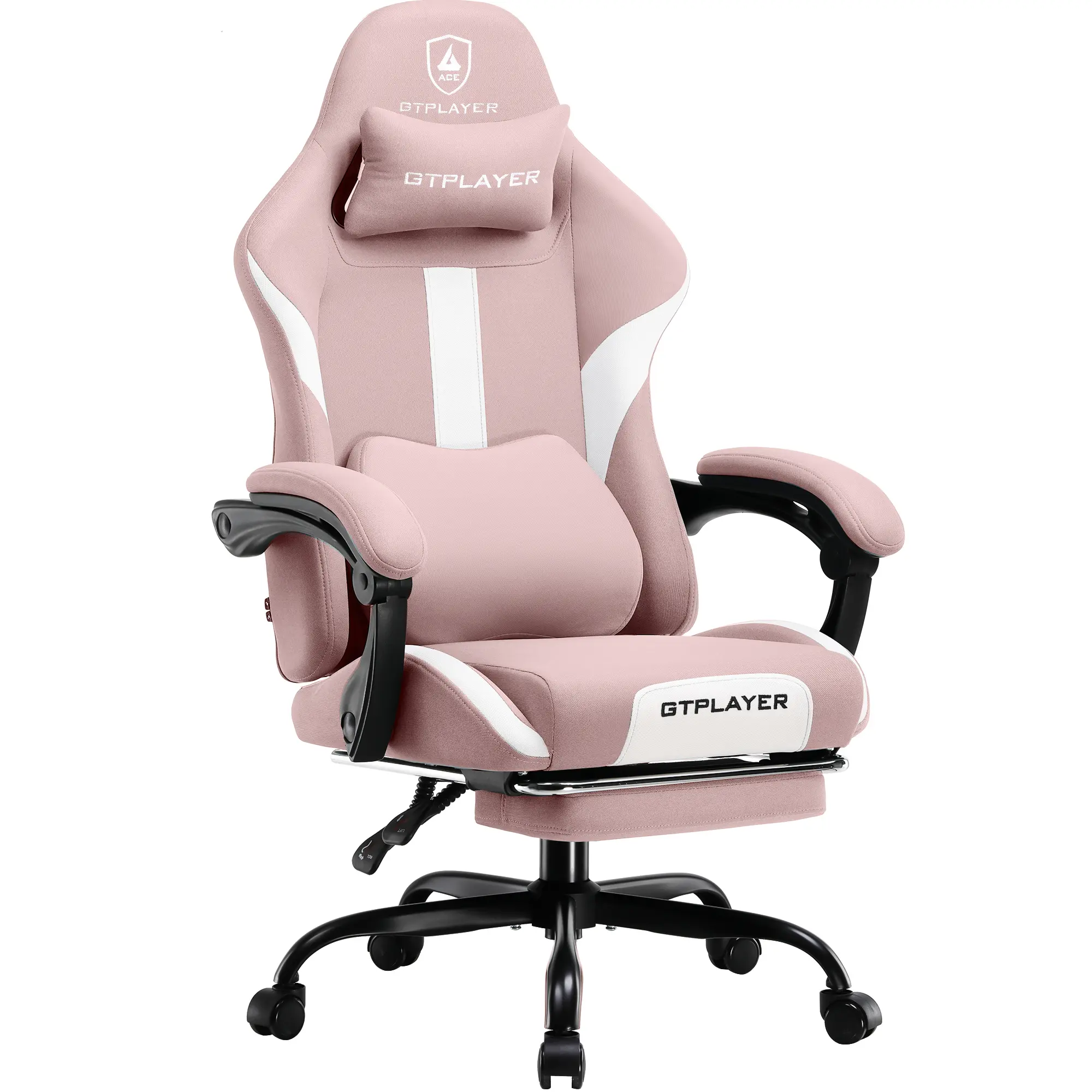 PU Leather Computer Gaming Chair - Ergonomic 360° Swivel Office & Man Cave Furniture with Padded Arms, Footrest, Lumbar Support, Headrest, Height Adjustment (Pearl White)