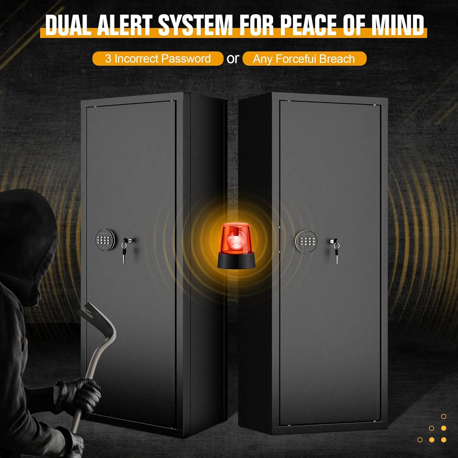 14-16 Gun Safe, Large Gun Safe for Rifles and Pistols, Quick Access Rifle Safe with 3 Removable Gun Racks and 4 Pistol Pockets, Digital Gun Cabinet with Dual Alarm and Mute Mode