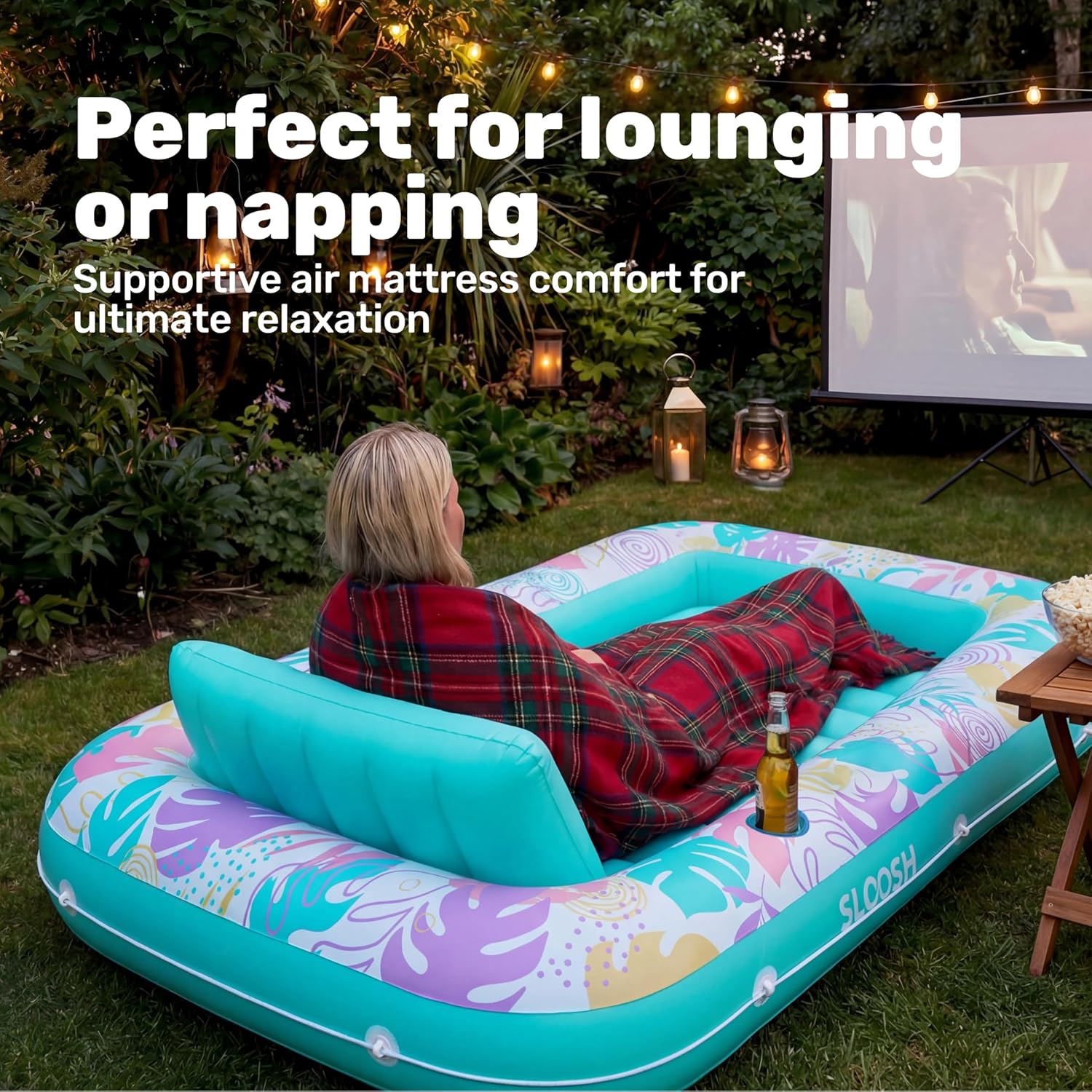 Inflatable Tanning Pool Lounger Float, 70" x 46" Pool Floats Adult with Pillow, 4 in 1 Suntan Tub Raft Floatie,Sunbathing Bed Lounge for Water Blow Up Ball Pit Party Gifts